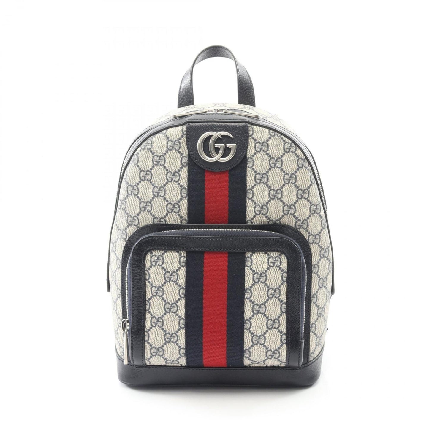 Gucci Beige Navy Red Color Pvc Coated Canvas Leather Backpack