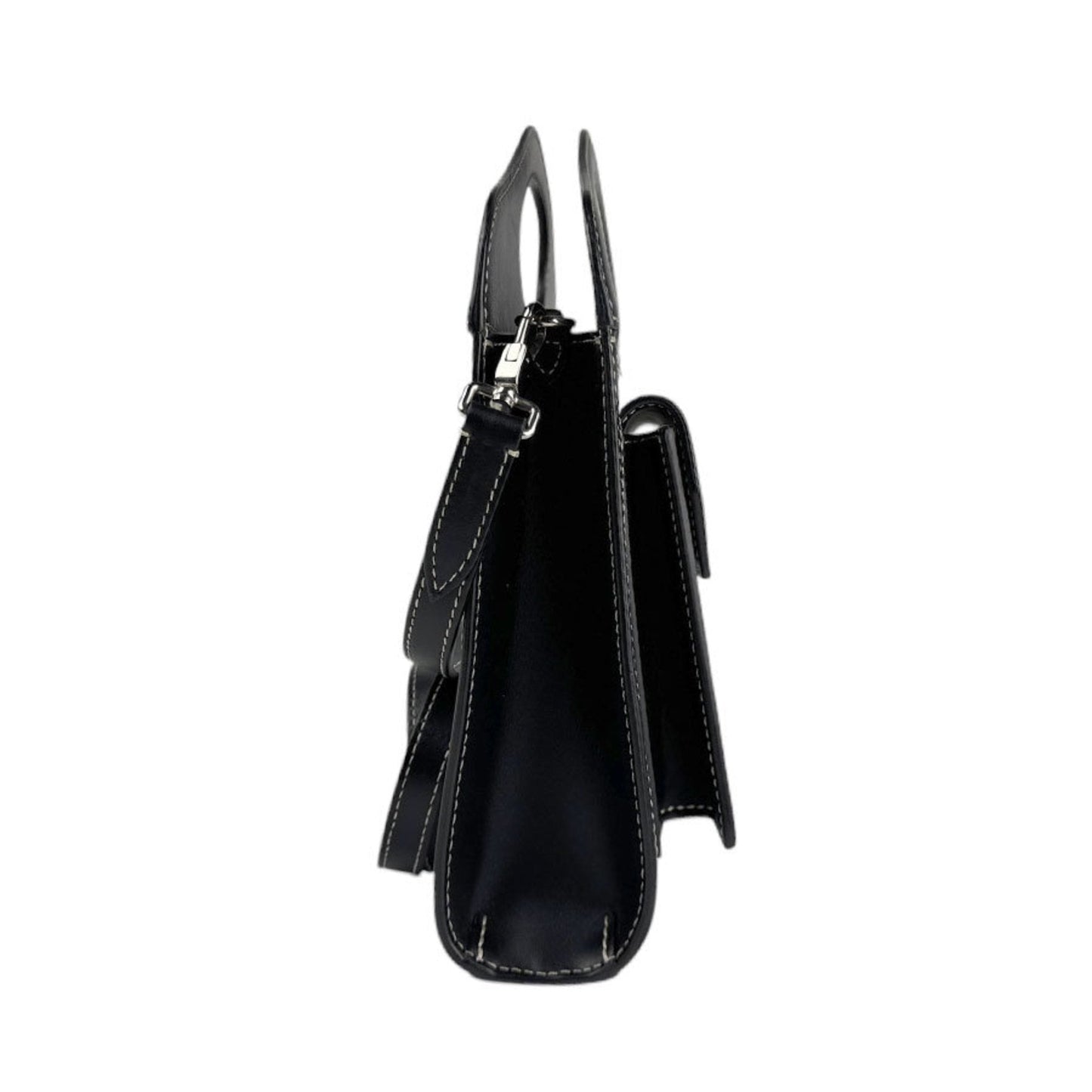 Burberry Handbag Shoulder Bag Leather Canvas Black