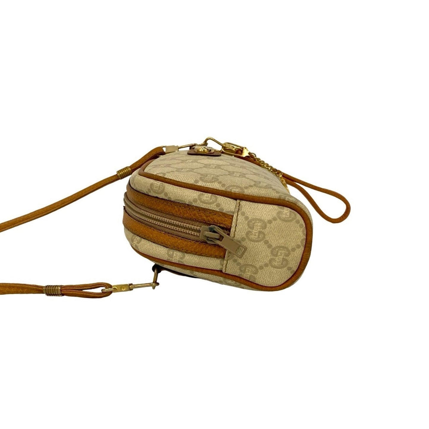Gucci Beige Brown Leather Pvc Pochette Shoulder Bag