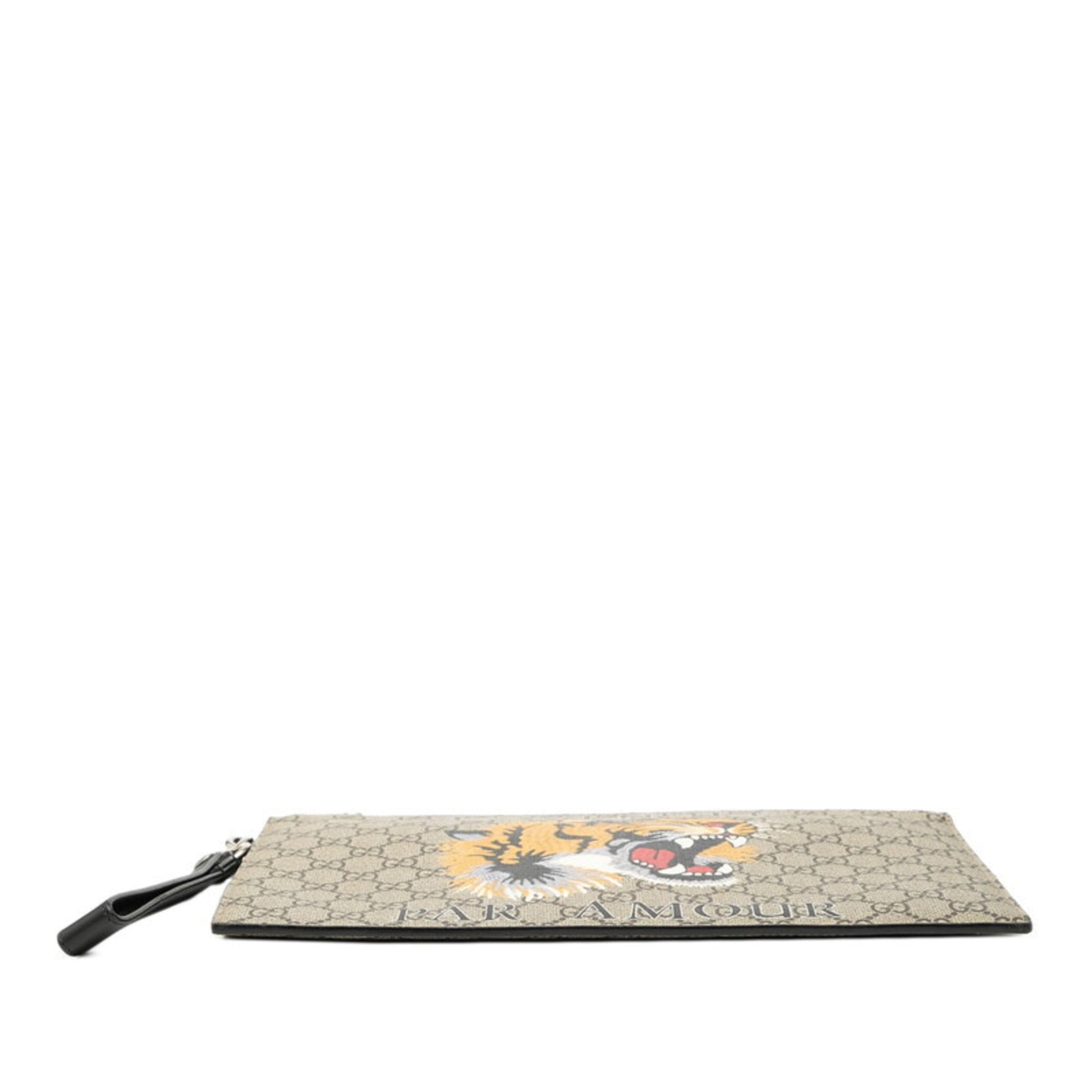Gucci Beige Black Multi-Color Pvc Leather Clutch Bag