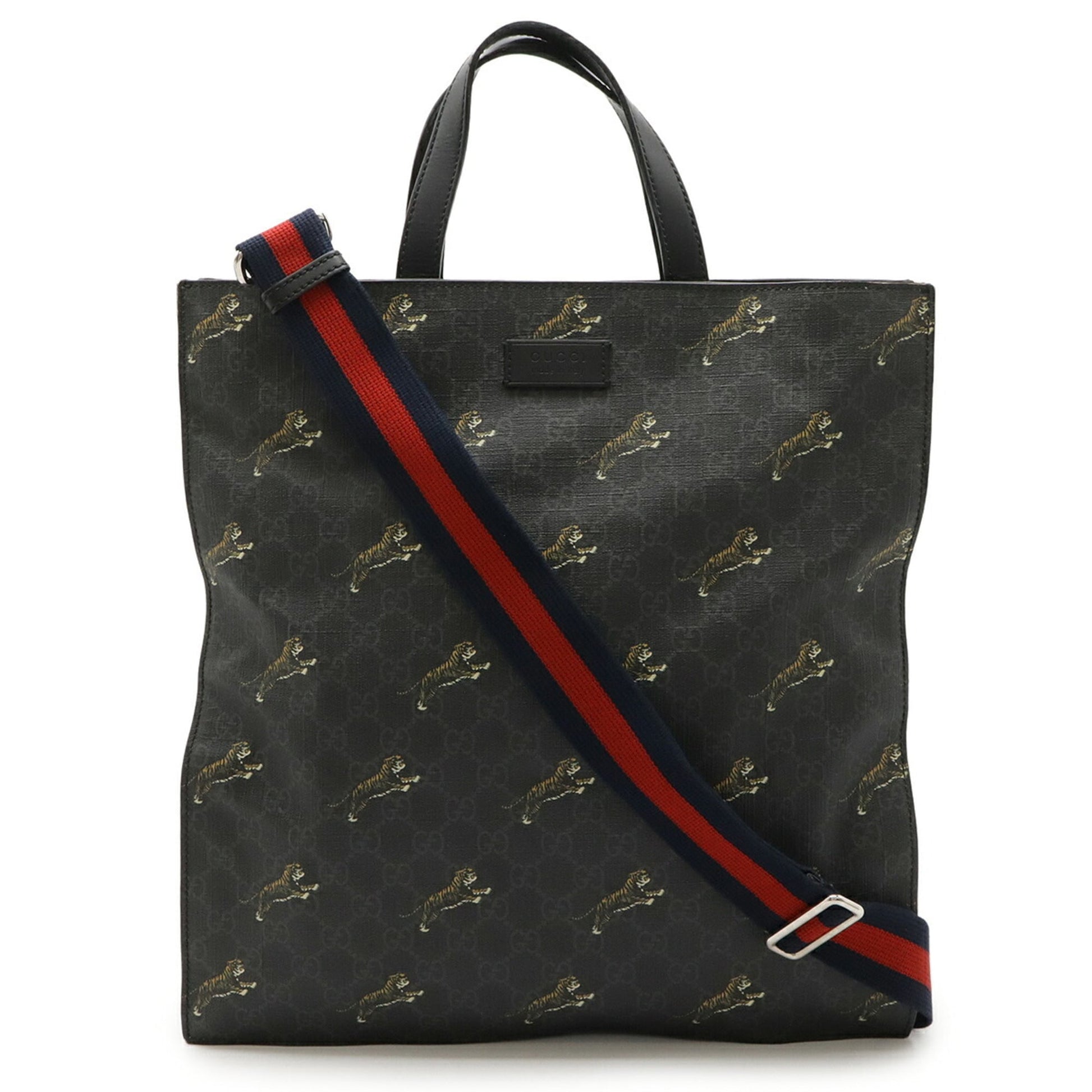 Gucci Black Dark Gray Gg Supreme Shoulder Bag Tote Bag
