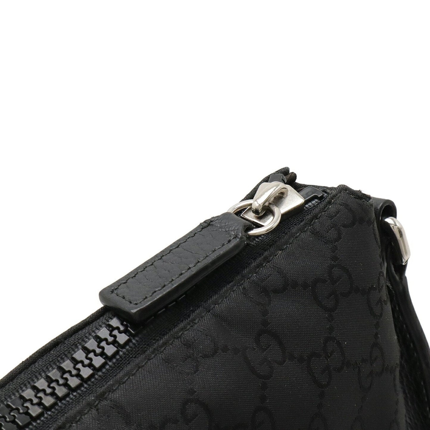 Gucci Black Gray Nylon Leather Shoulder Bag