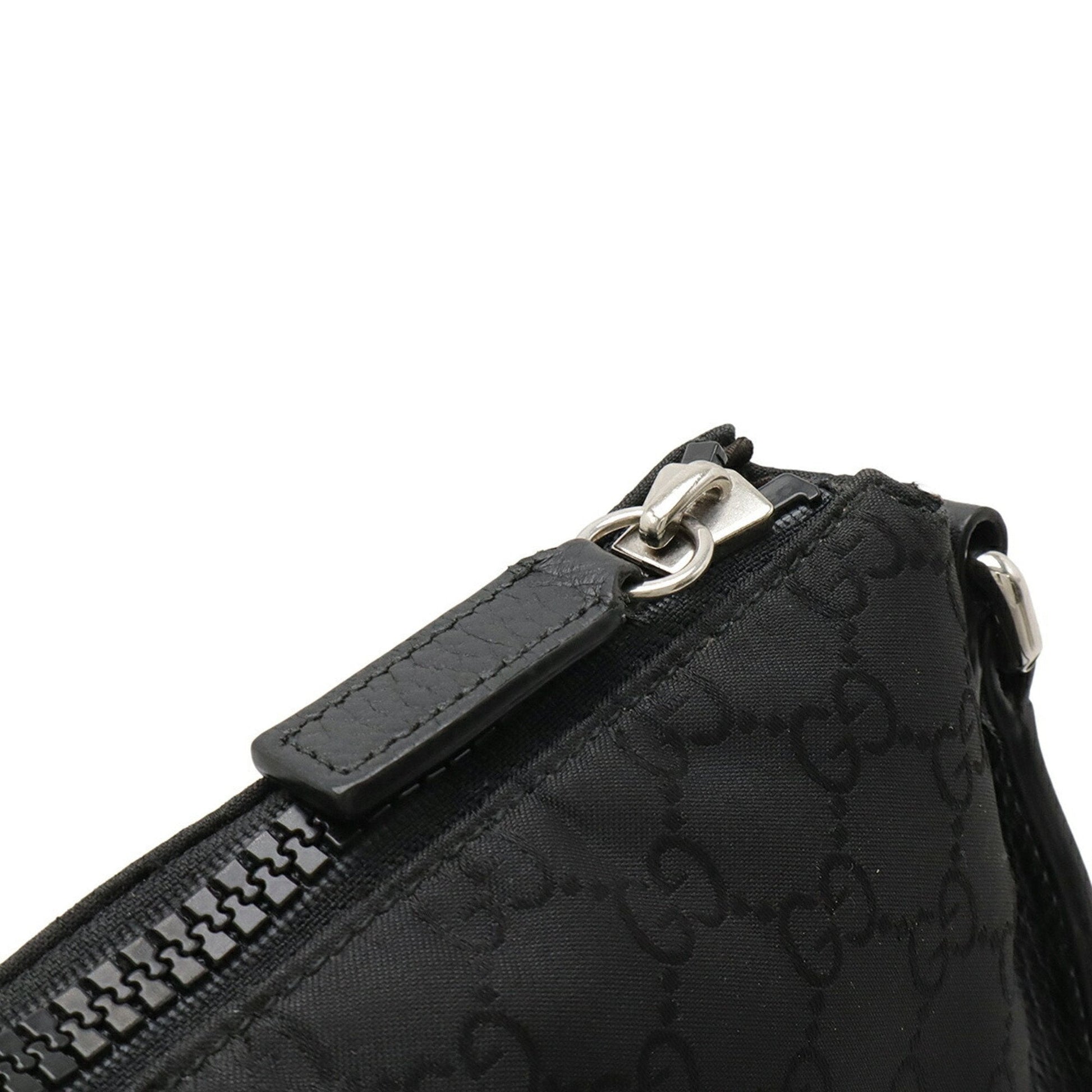 Gucci Black Gray Nylon Leather Shoulder Bag