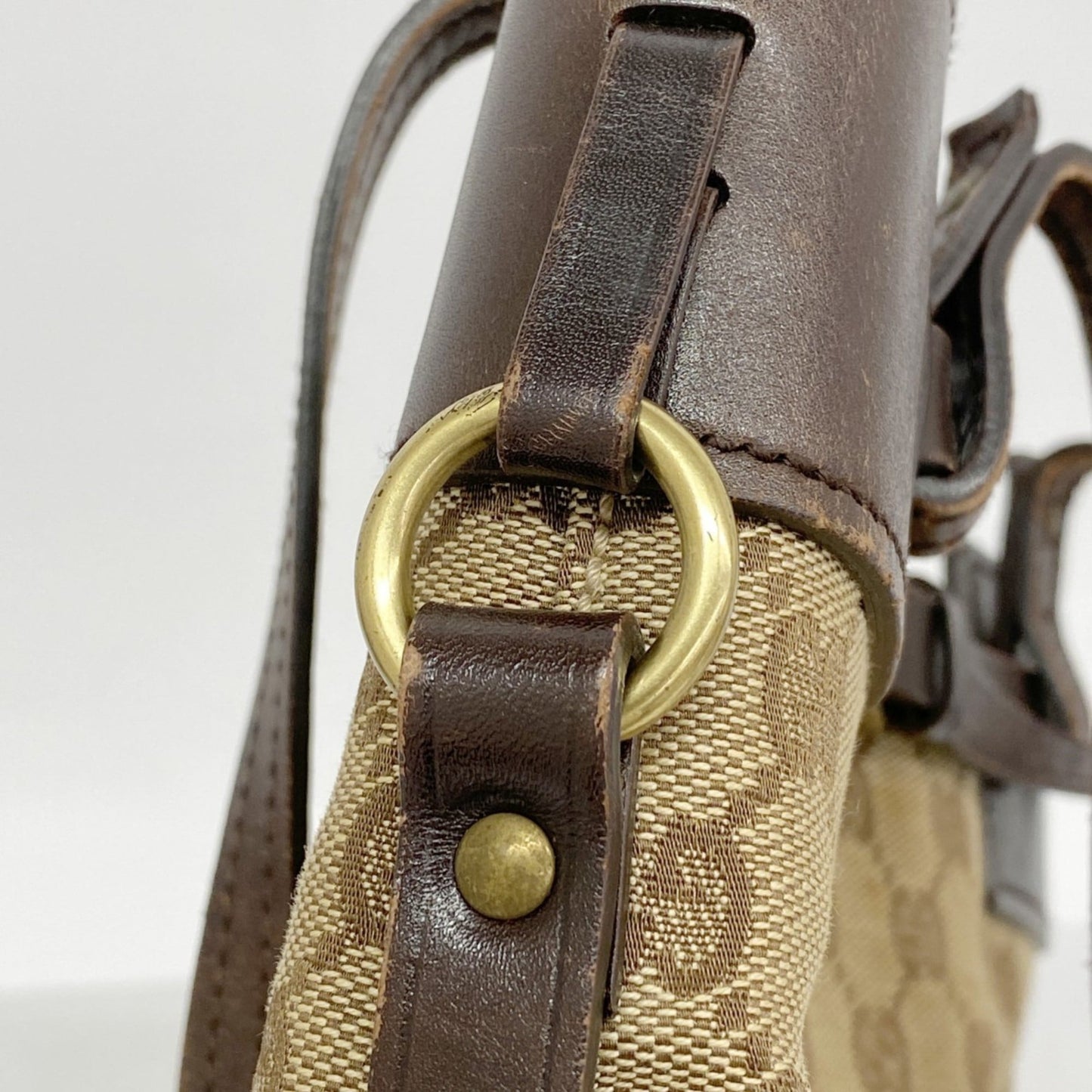Gucci Beige Brown Canvas Handbag
