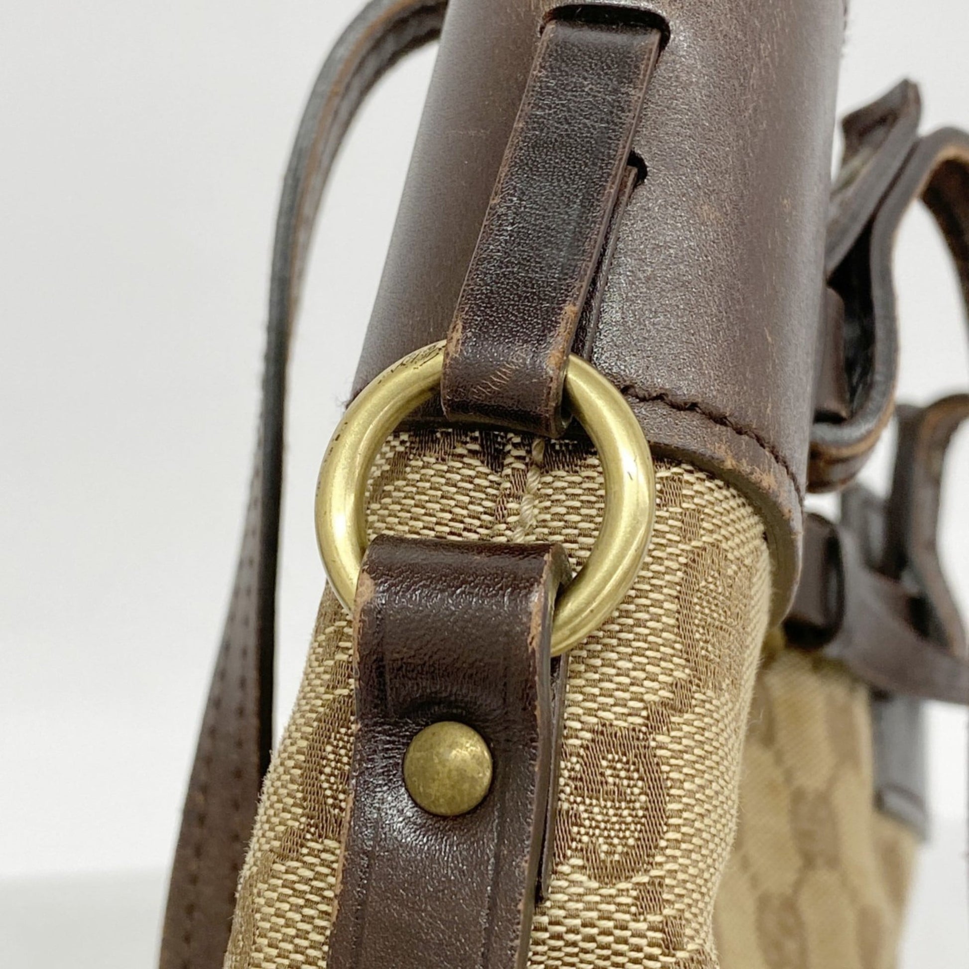 Gucci Beige Brown Canvas Handbag
