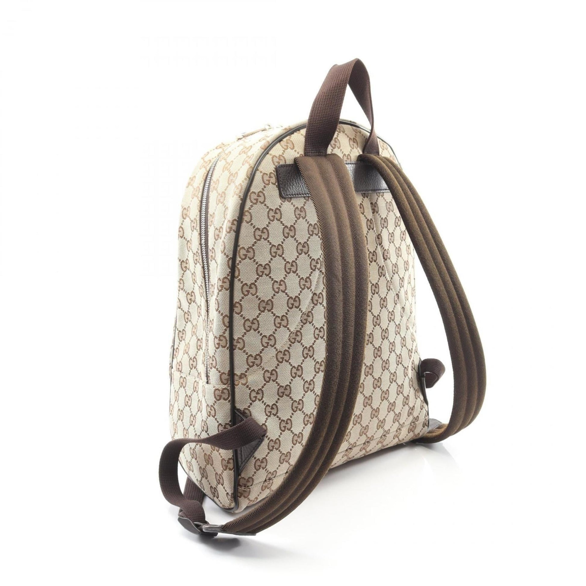 Gucci Beige Brown Canvas Leather Backpack