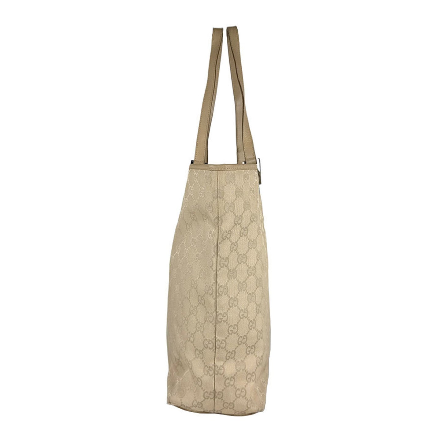 Gucci Beige Gg Canvas Leather Shoulder Bag Tote Bag