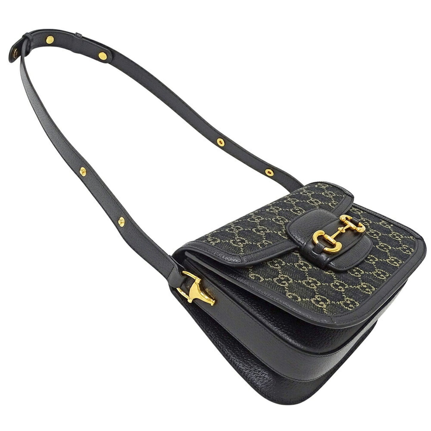 Gucci Horsebit Black Denim Shoulder Bag