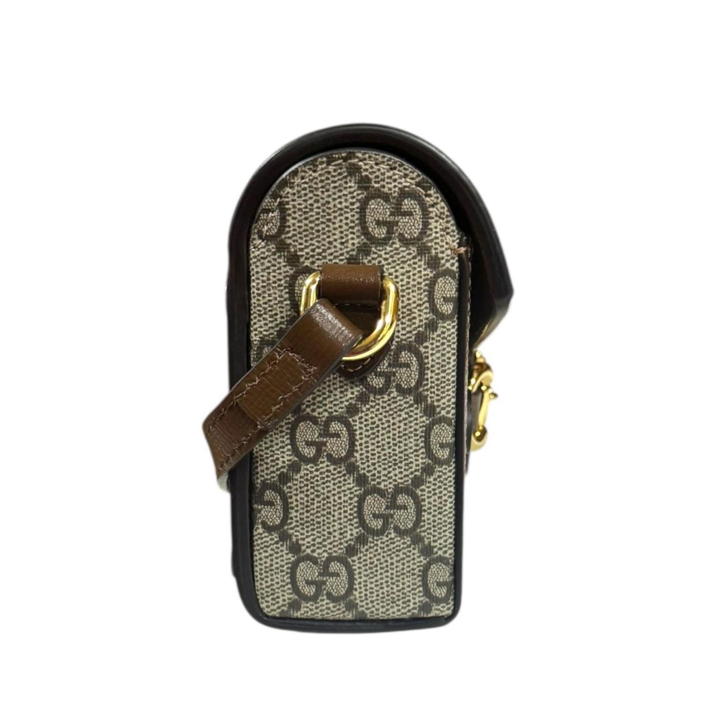 Gucci Horsebit Beige Brown Gg Supreme Shoulder Bag