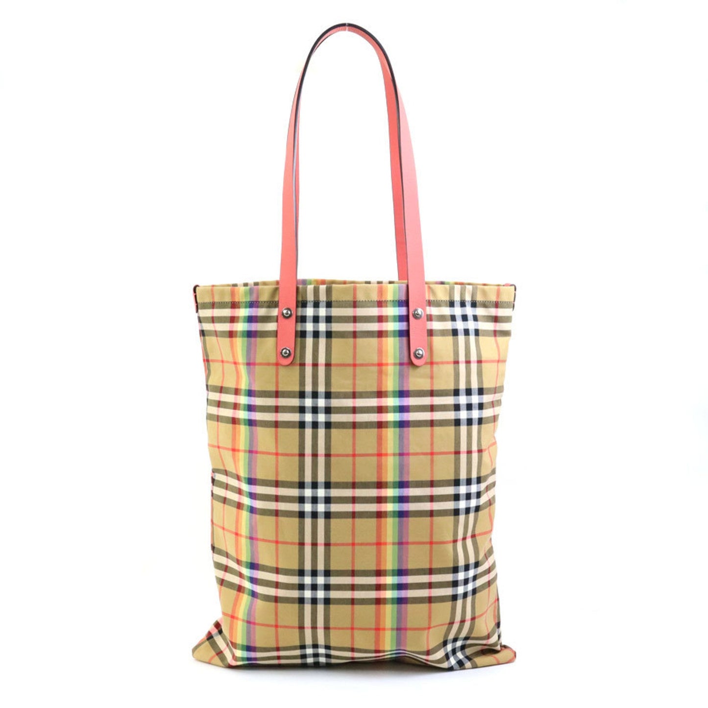 Burberry Cotton Shoulder Bag Tote Bag Leather Beige Pink