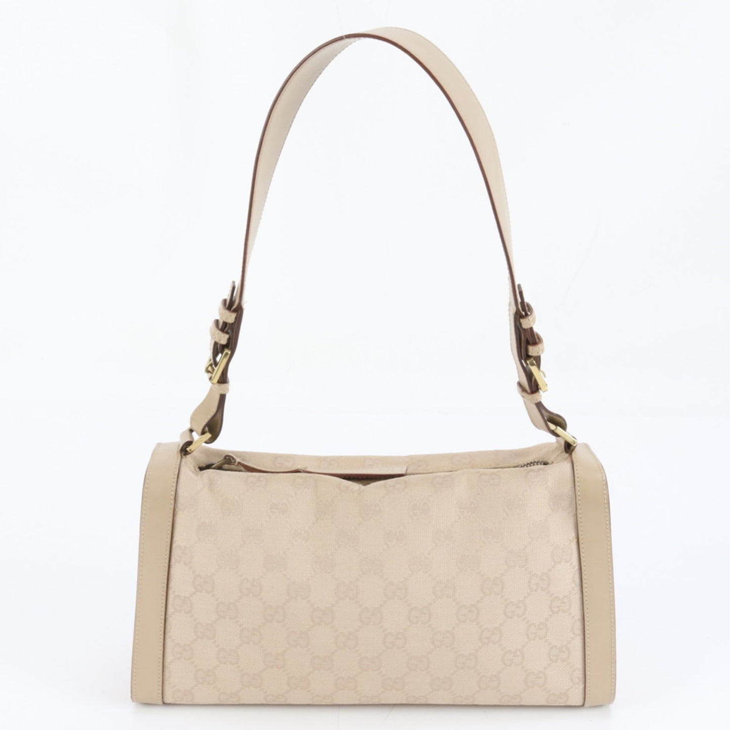 Gucci Beige Leather Canvas Shoulder Bag