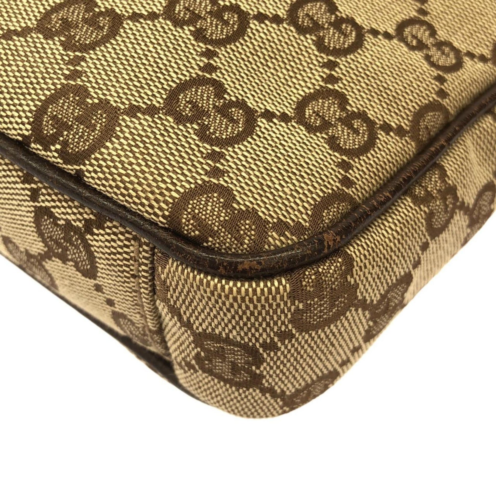 Gucci Beige Dark Brown Gg Canvas Shoulder Bag