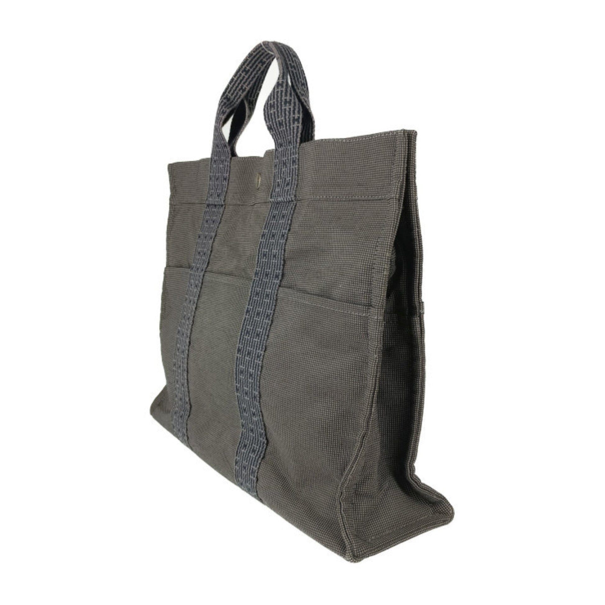 Hermes Handbag Tote Bag Canvas Gray Tote Bag 6