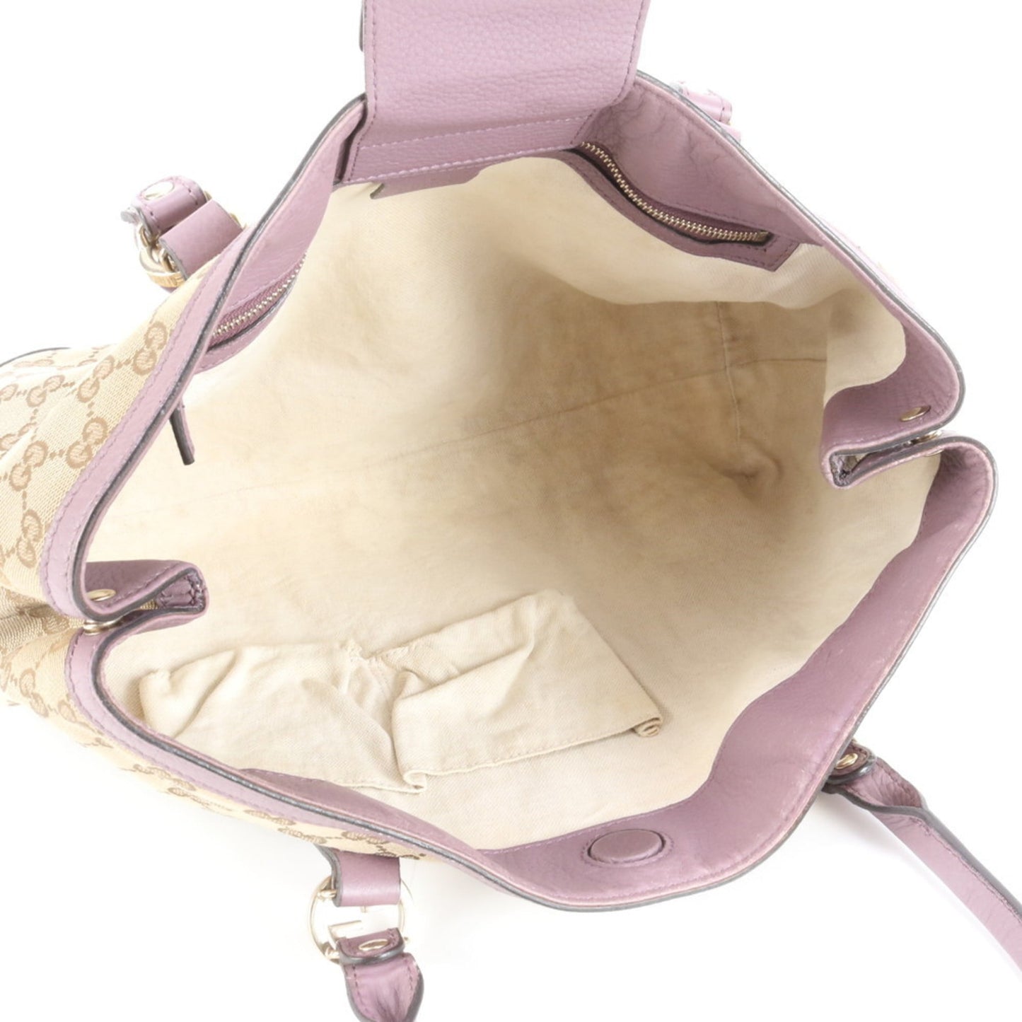 Gucci Brown Purple Leather Canvas Tote Bag