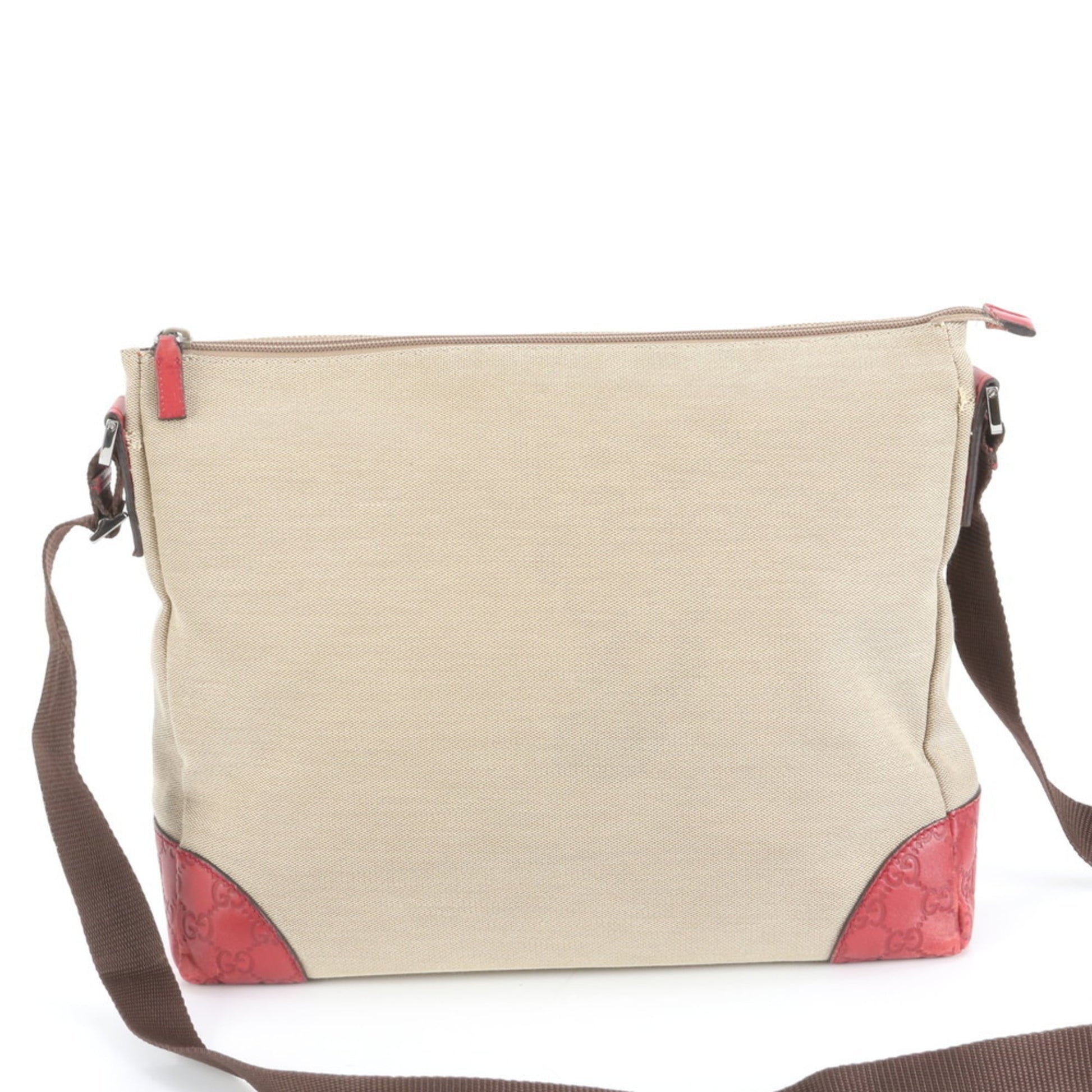 Gucci Brown Leather Canvas Shoulder Bag