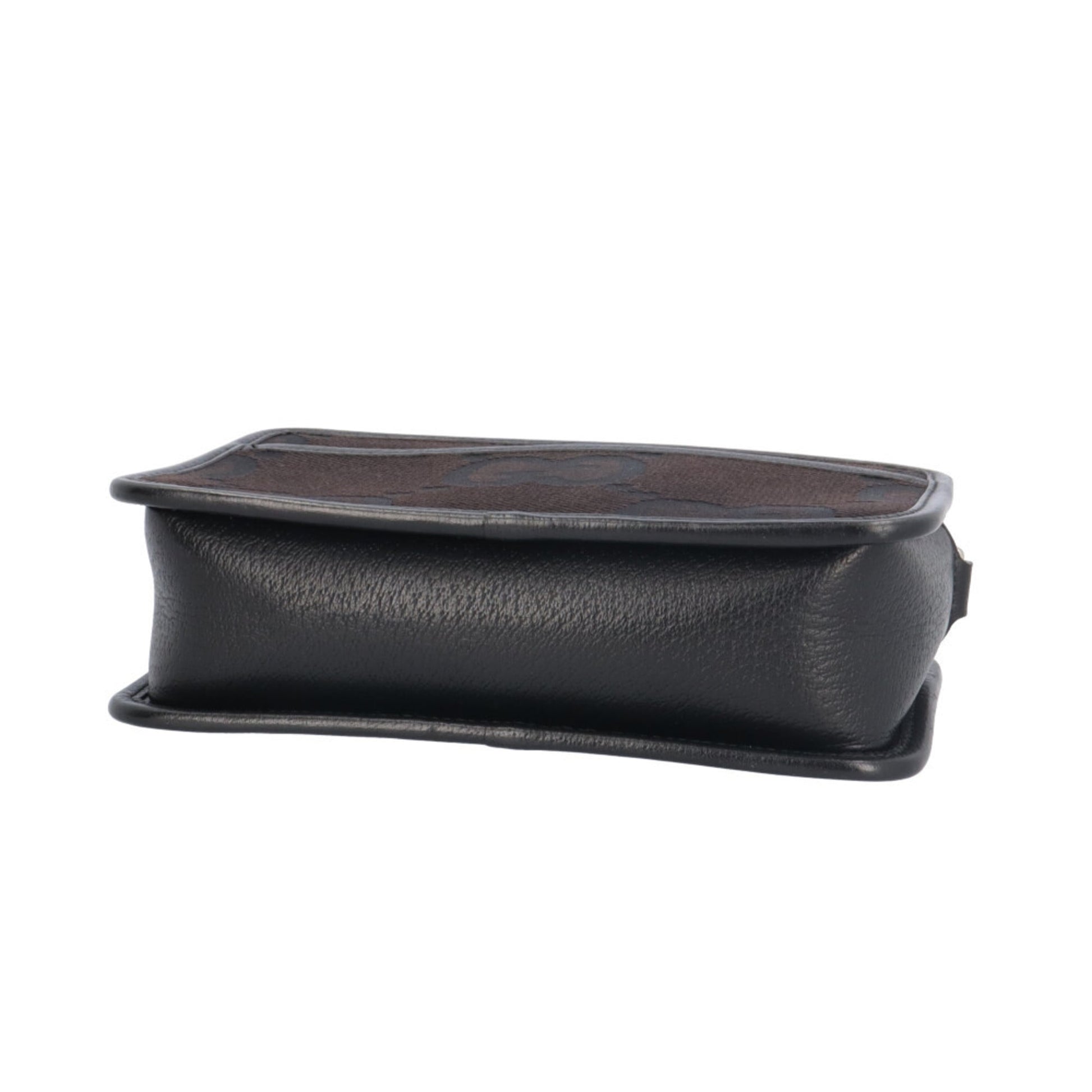 Gucci Black Gg Canvas Leather Shoulder Bag
