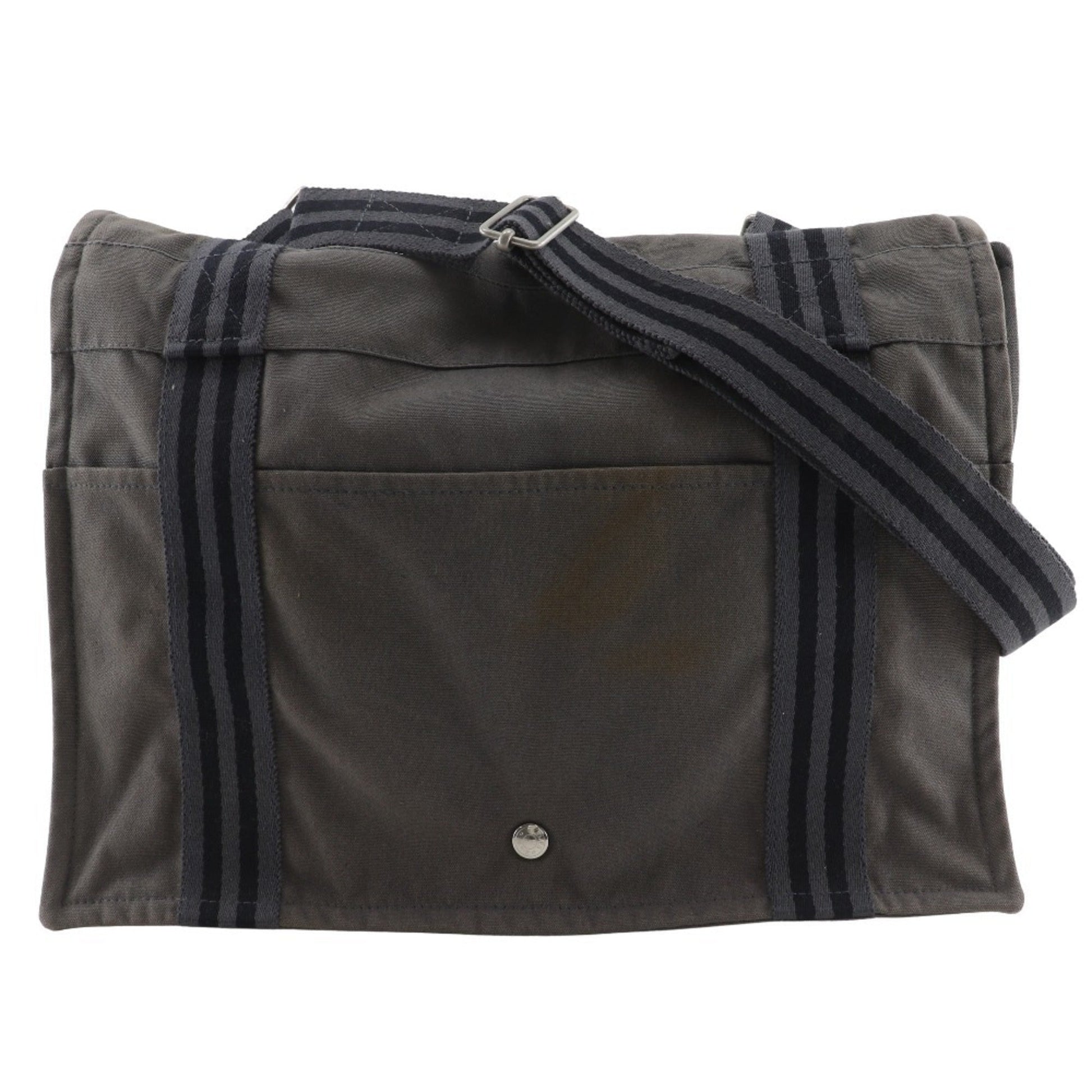 Hermes Fourre Tout Cotton Shoulder Bag Canvas Gray