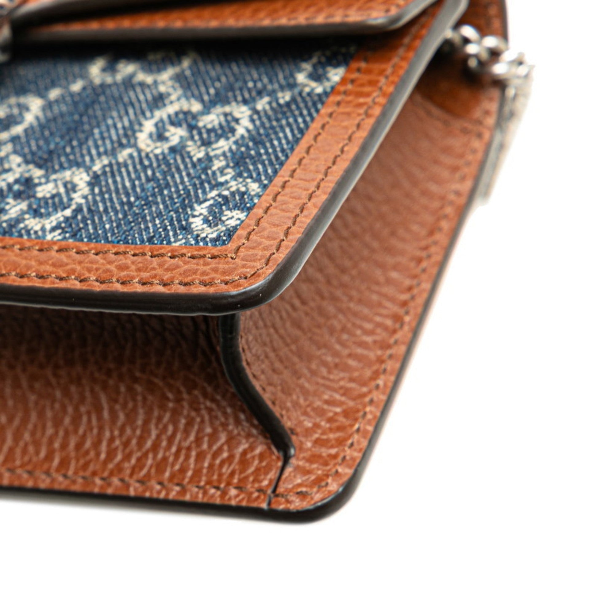 Gucci Brown Denim Leather Shoulder Bag