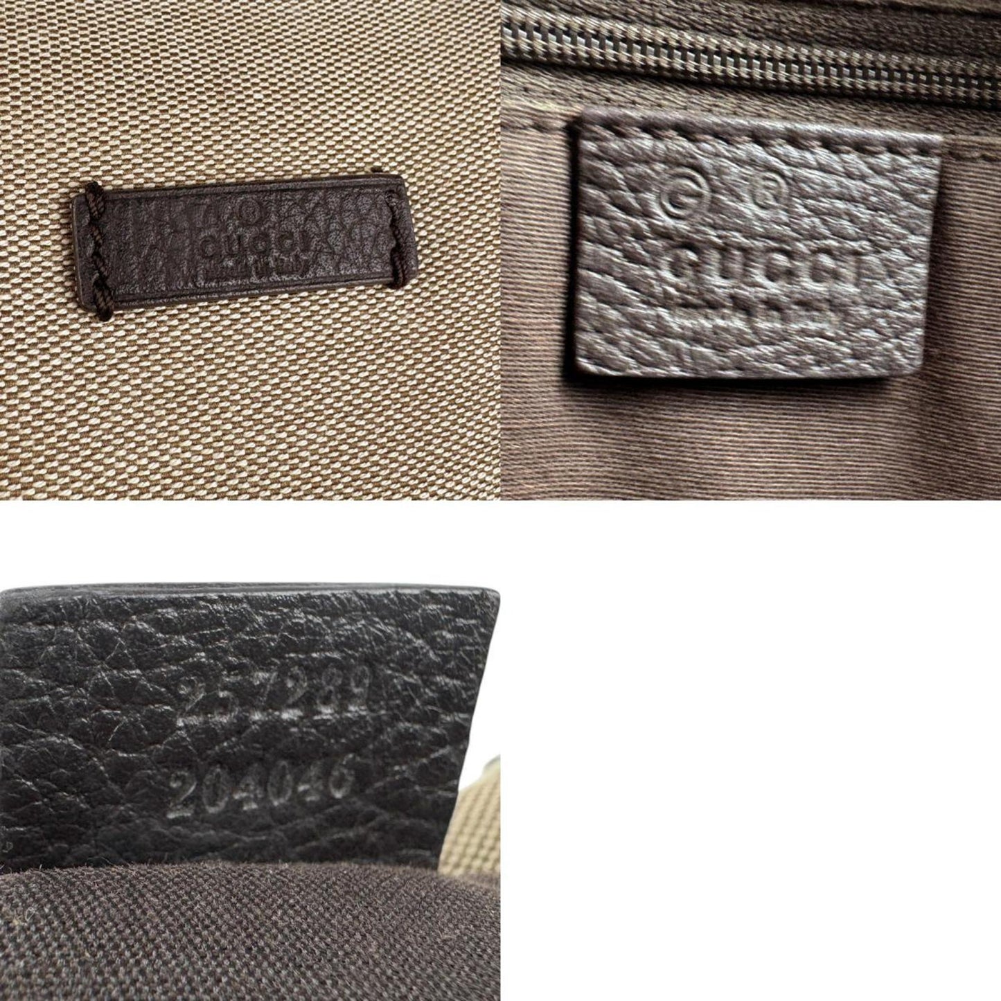 Gucci Brown Canvas Leather Handbag