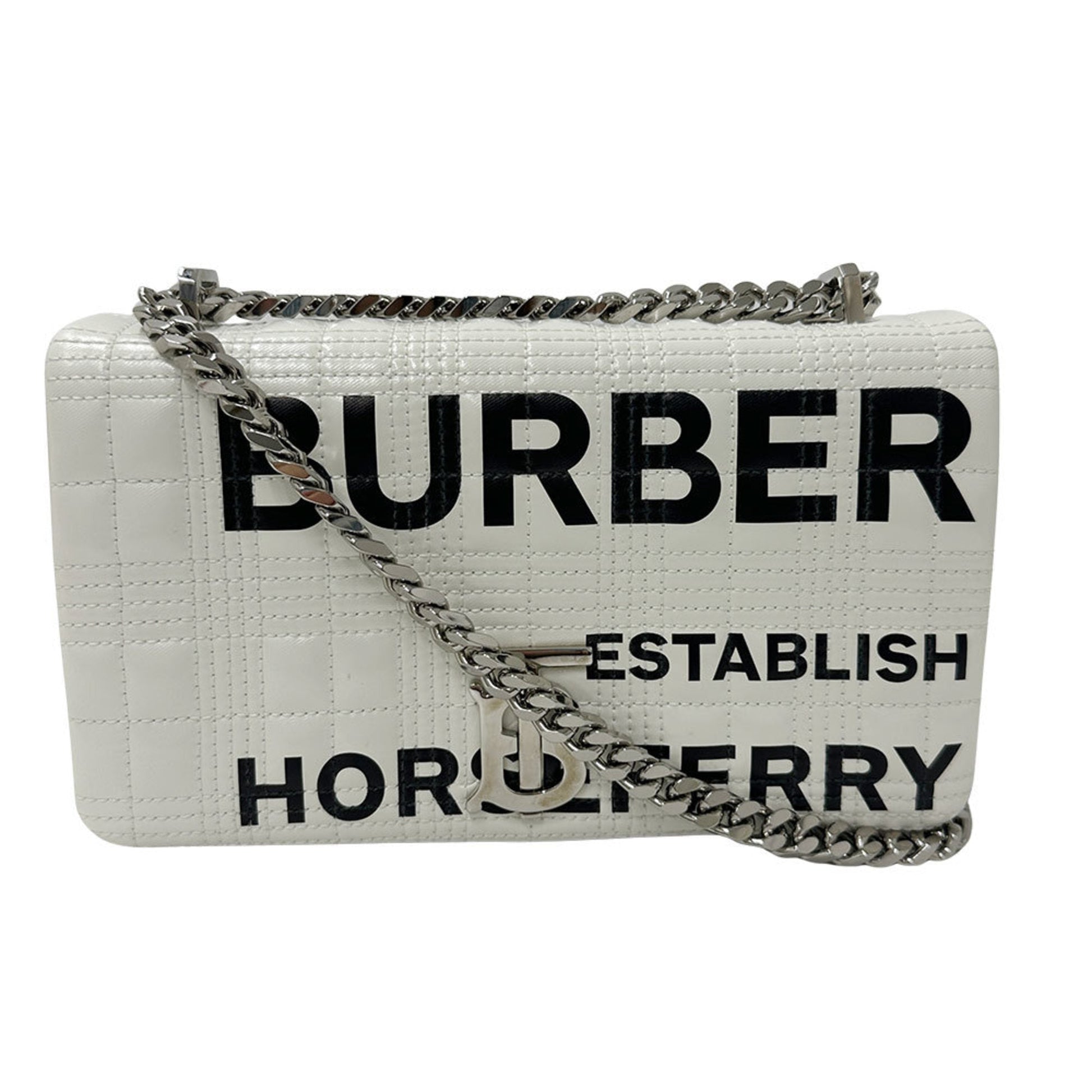 Burberry Pvc Shoulder Bag Leather White