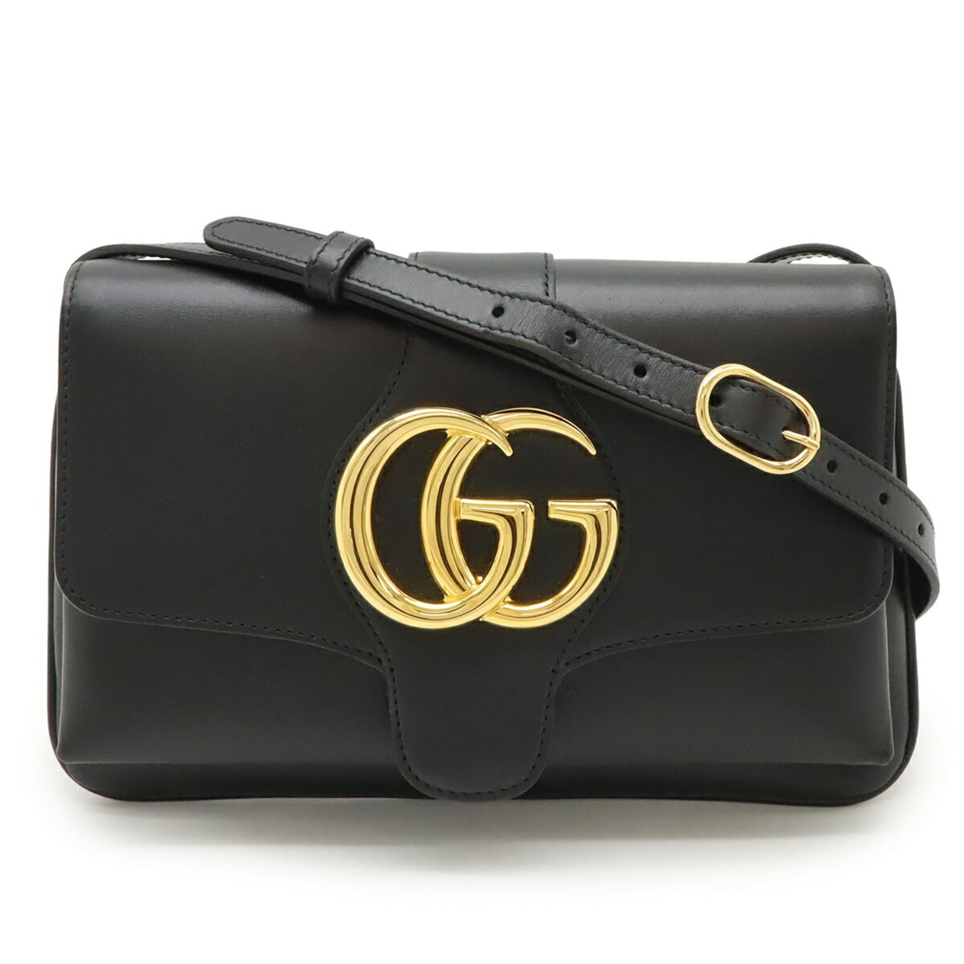 Gucci Gg Marmont Black Leather Pochette Shoulder Bag