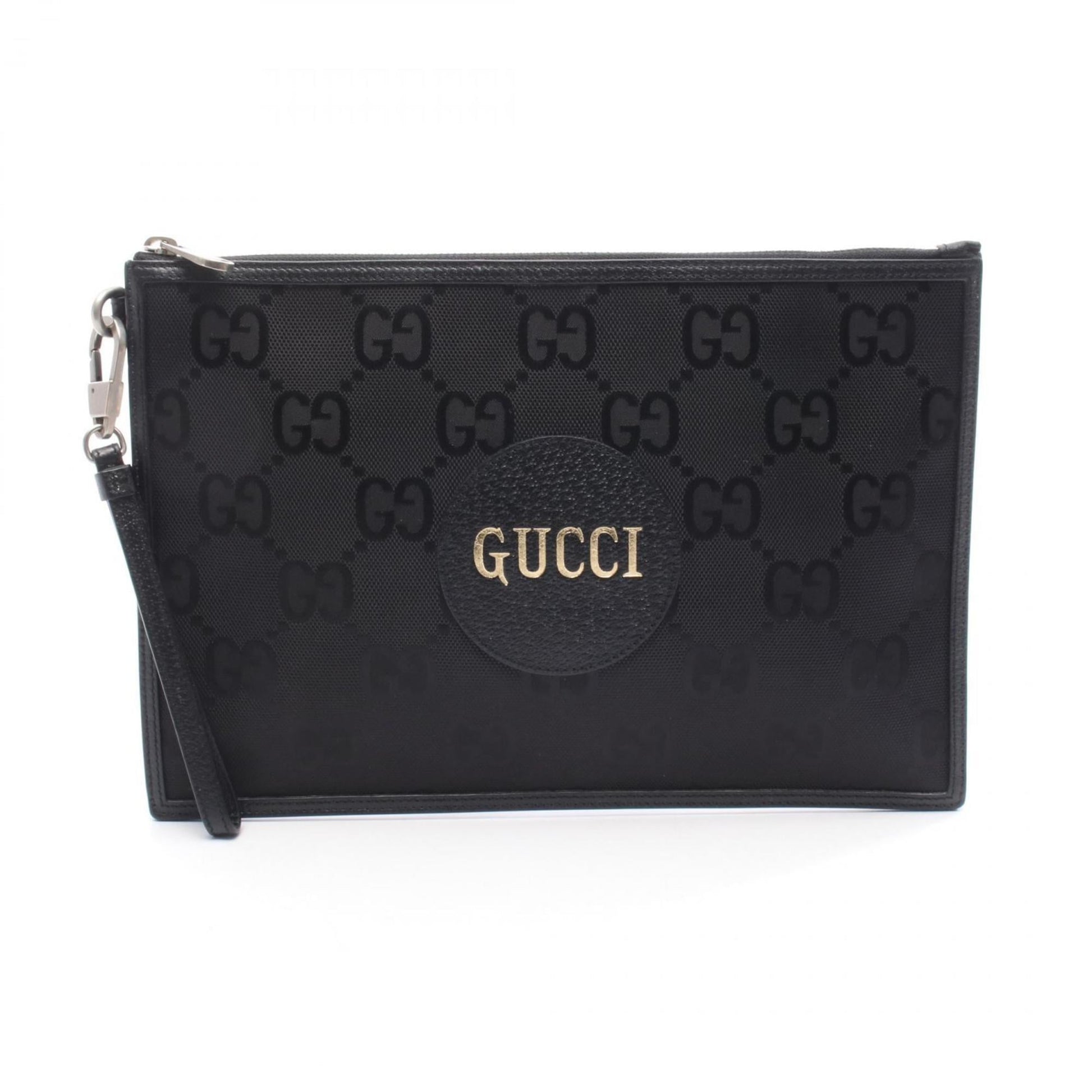 Gucci Black Nylon Canvas Leather Clutch Bag