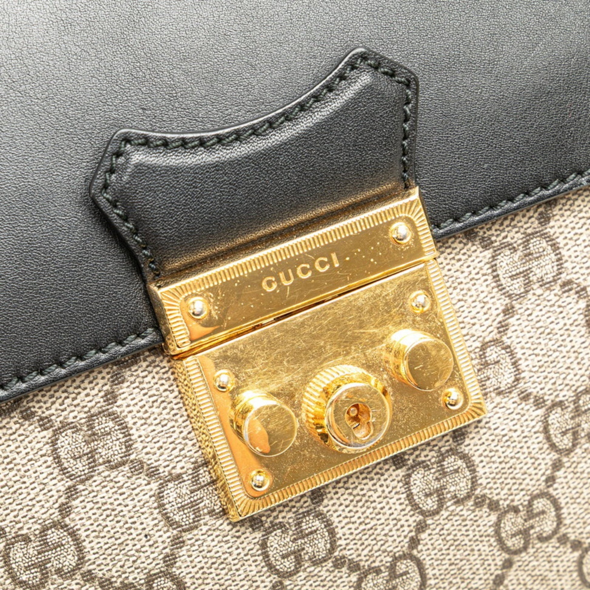 Gucci Beige Black Brown Pvc Leather Backpack