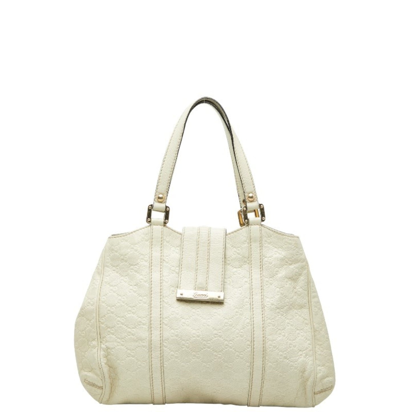 Gucci Ivory White Leather Handbag Tote Bag
