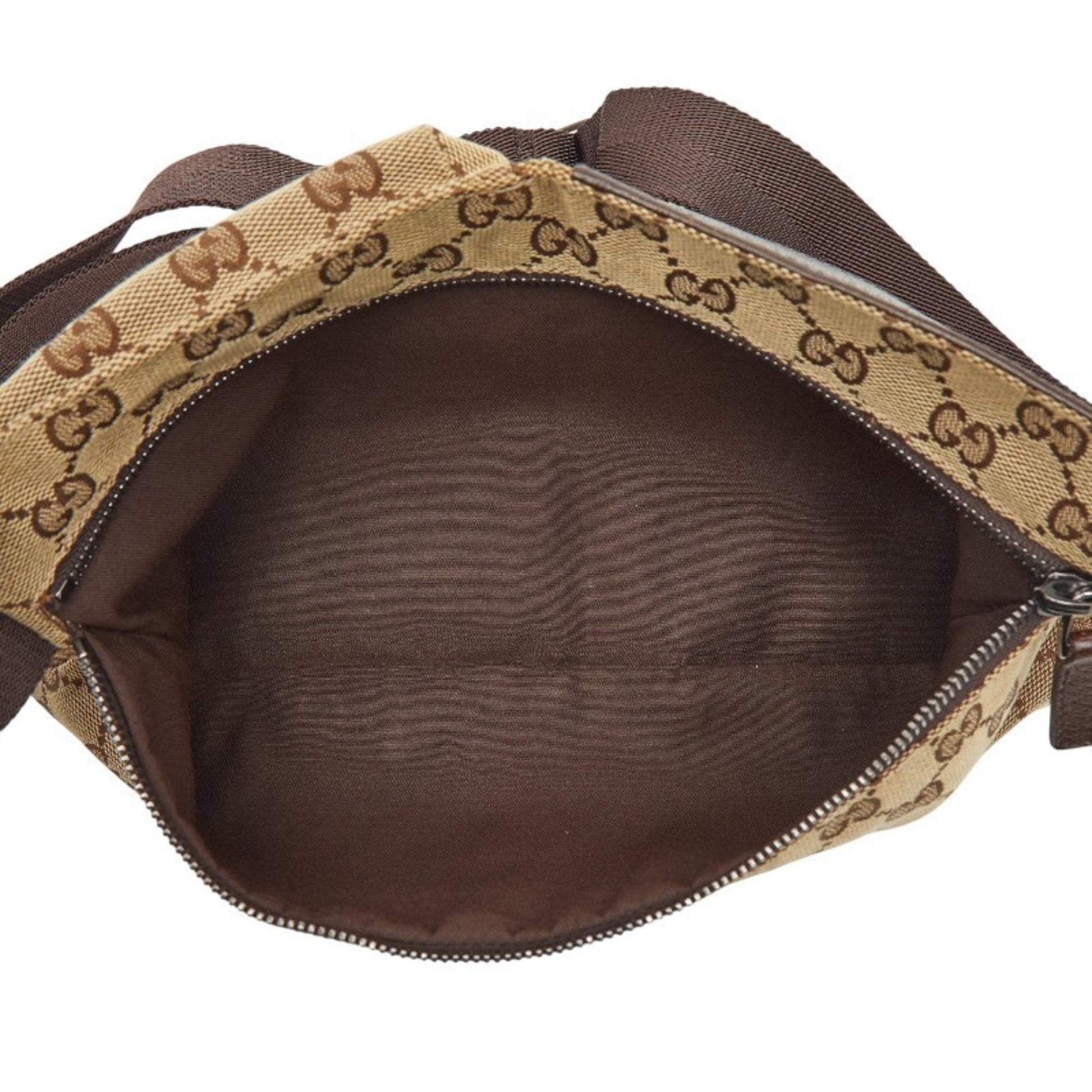 Gucci Gg Canvas Beige Brown Gg Canvas Leather Sling Bag
