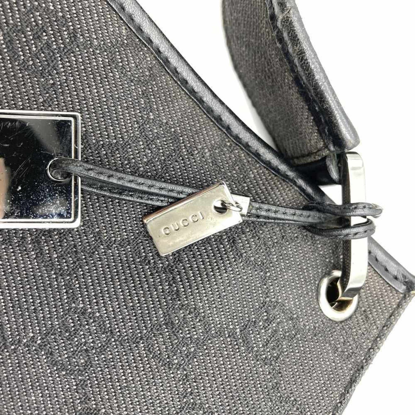 Gucci Black Denim Leather Shoulder Bag