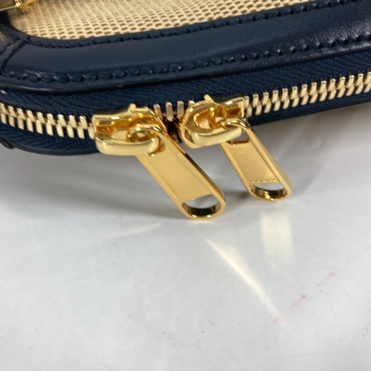 Gucci Beige Dark Navy Canvas Leather Handbag Shoulder Bag