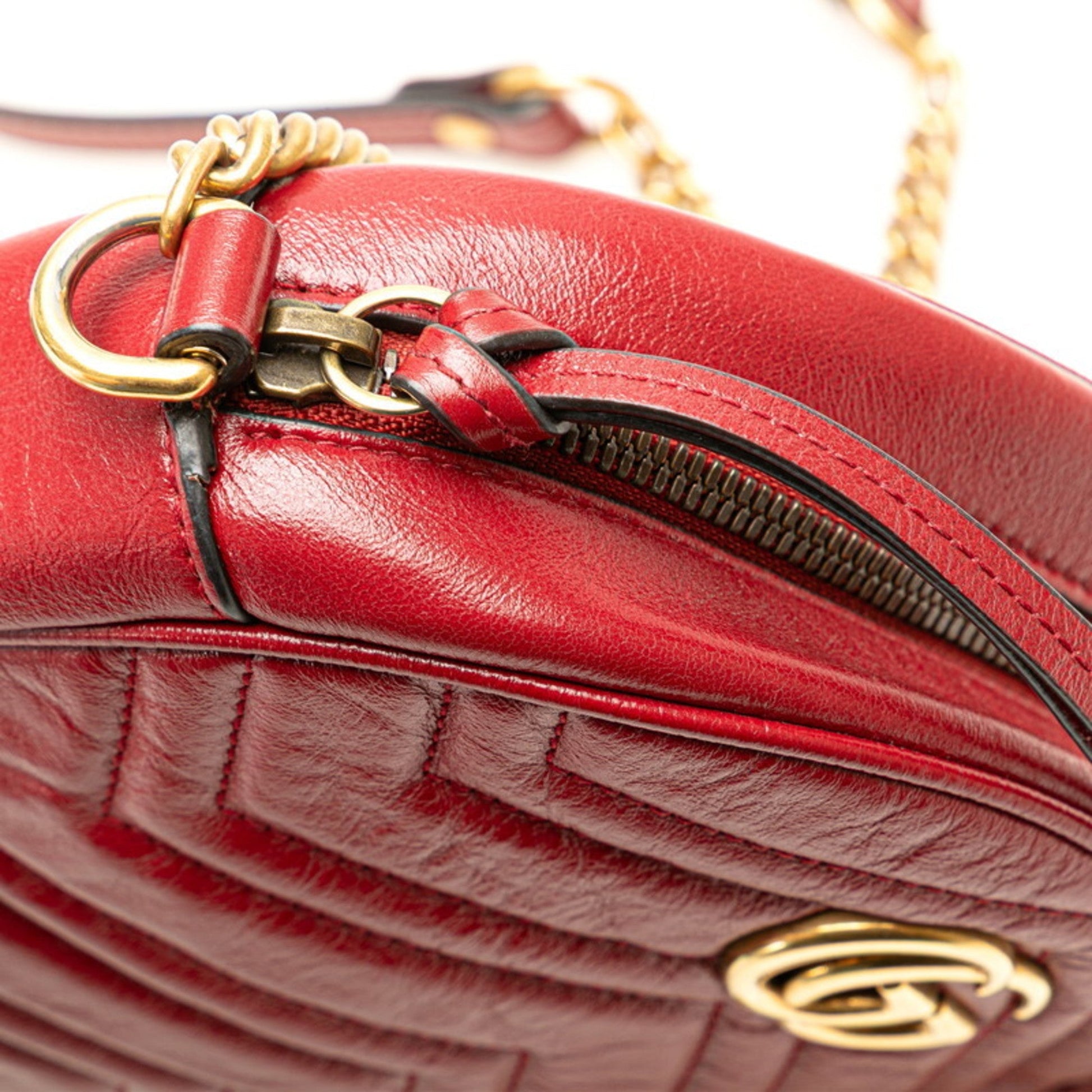 Gucci Gg Marmont Red Color Leather Shoulder Bag