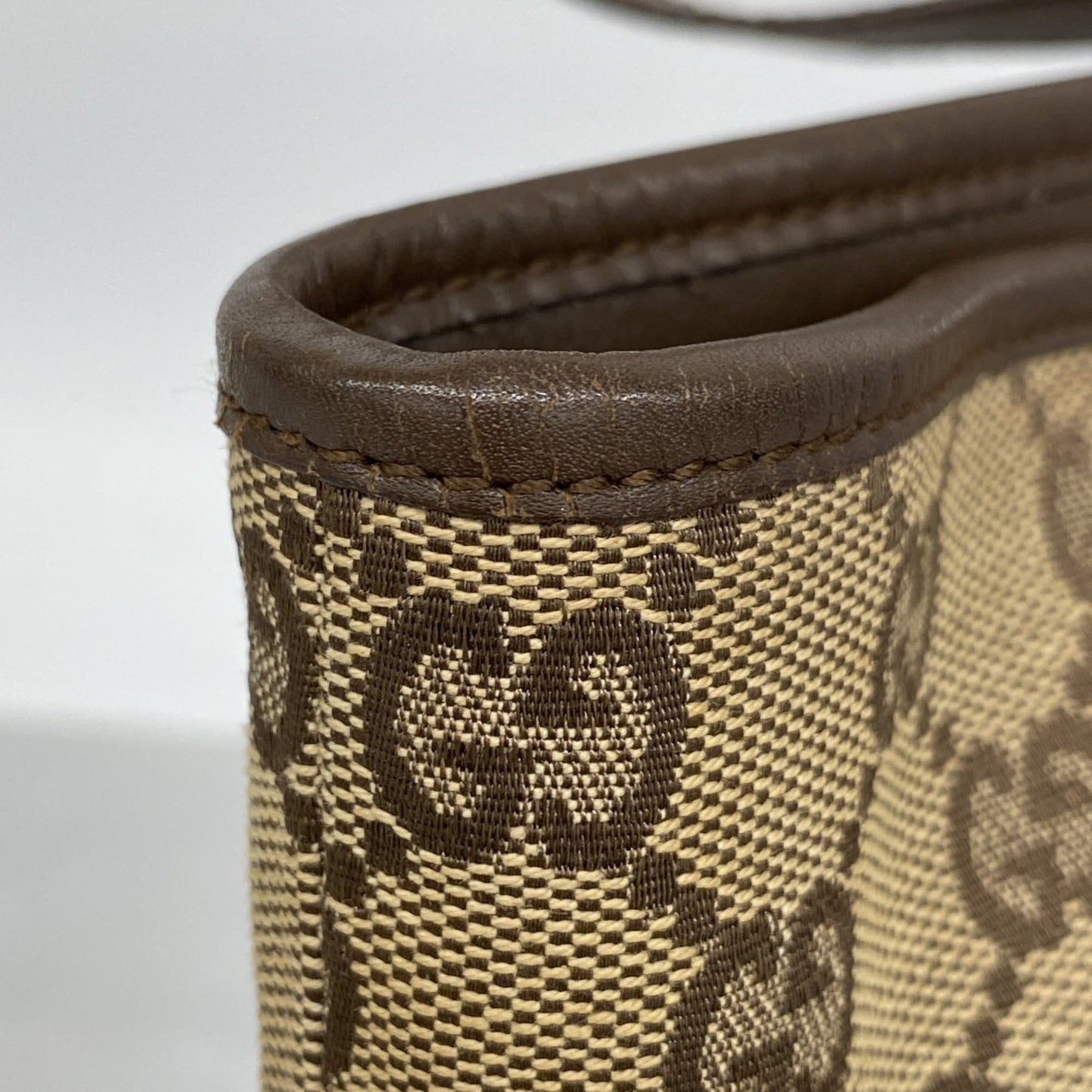 Gucci Beige Brown Canvas Tote Bag