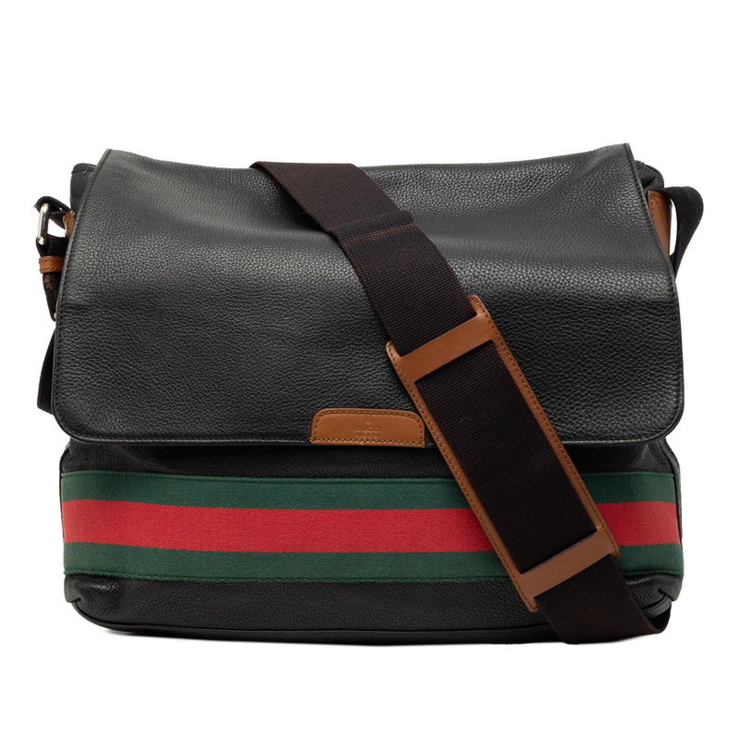 Gucci Sherry Line Black Multi-Color Leather Messenger Bag Shoulder Bag
