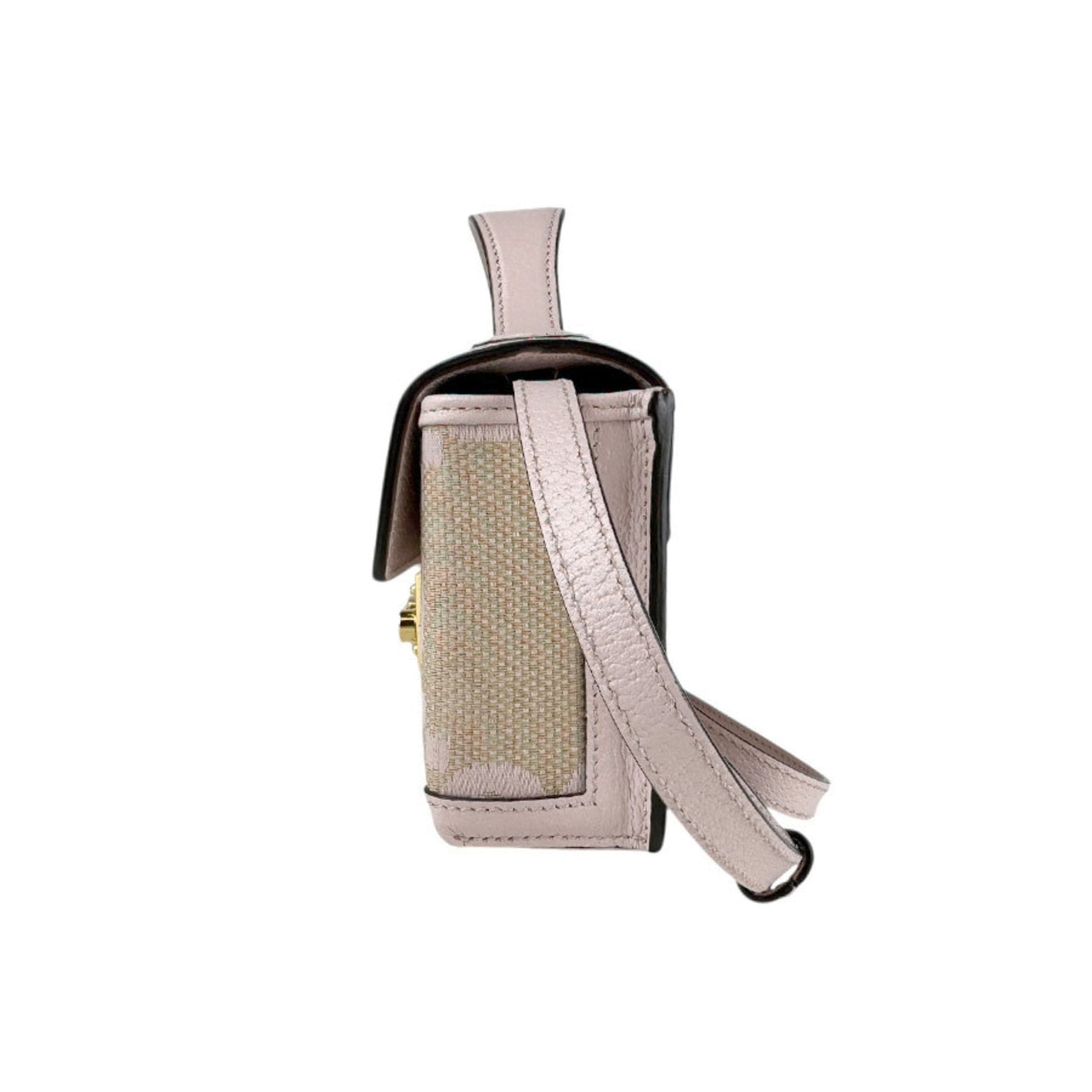 Gucci Beige Pink Canvas Leather Shoulder Bag