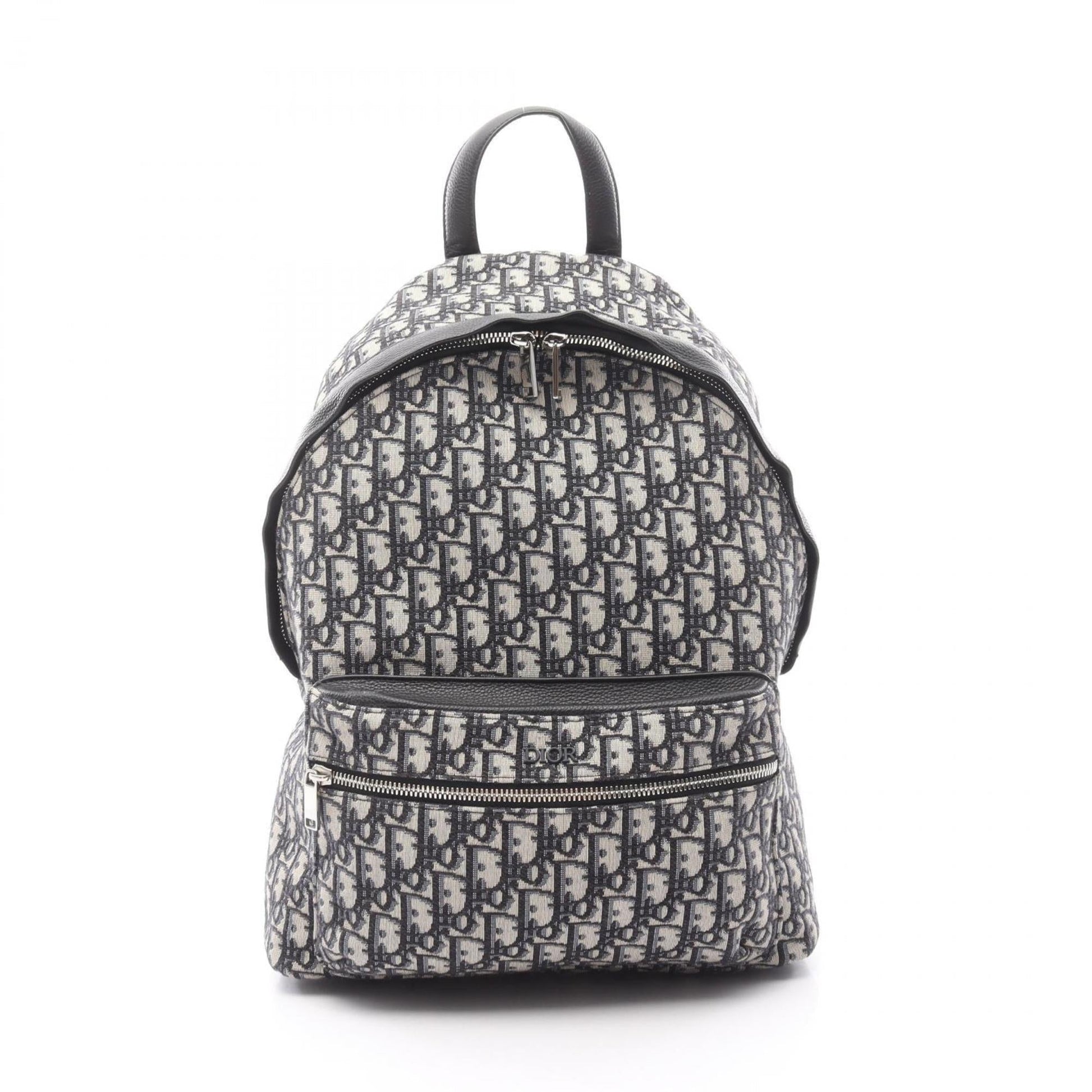 Dior Handbag Christian Backpack Leather Canvas Black