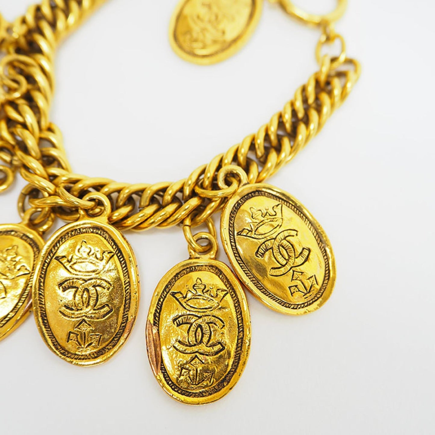 CHANEL   charm coco mark bracelet gold medal coin crown