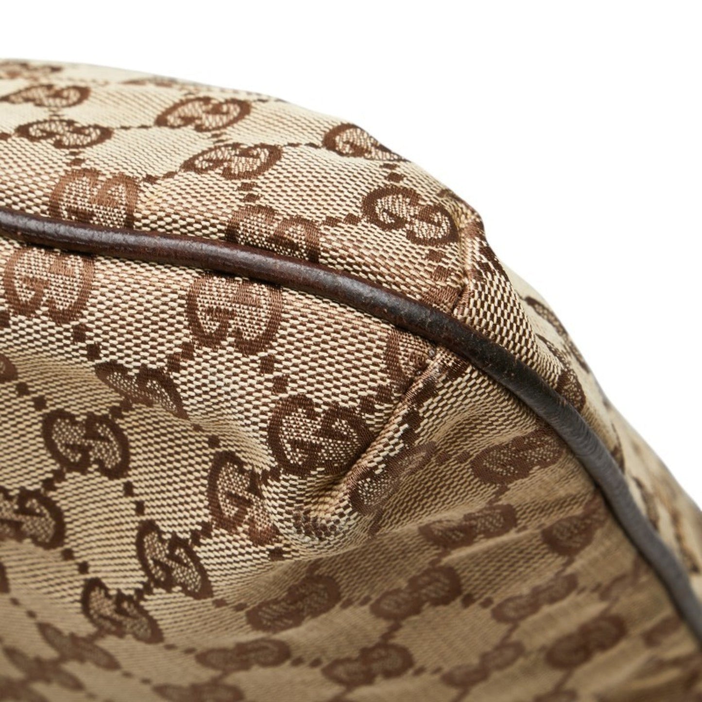Gucci Beige Brown Canvas Leather Shoulder Bag