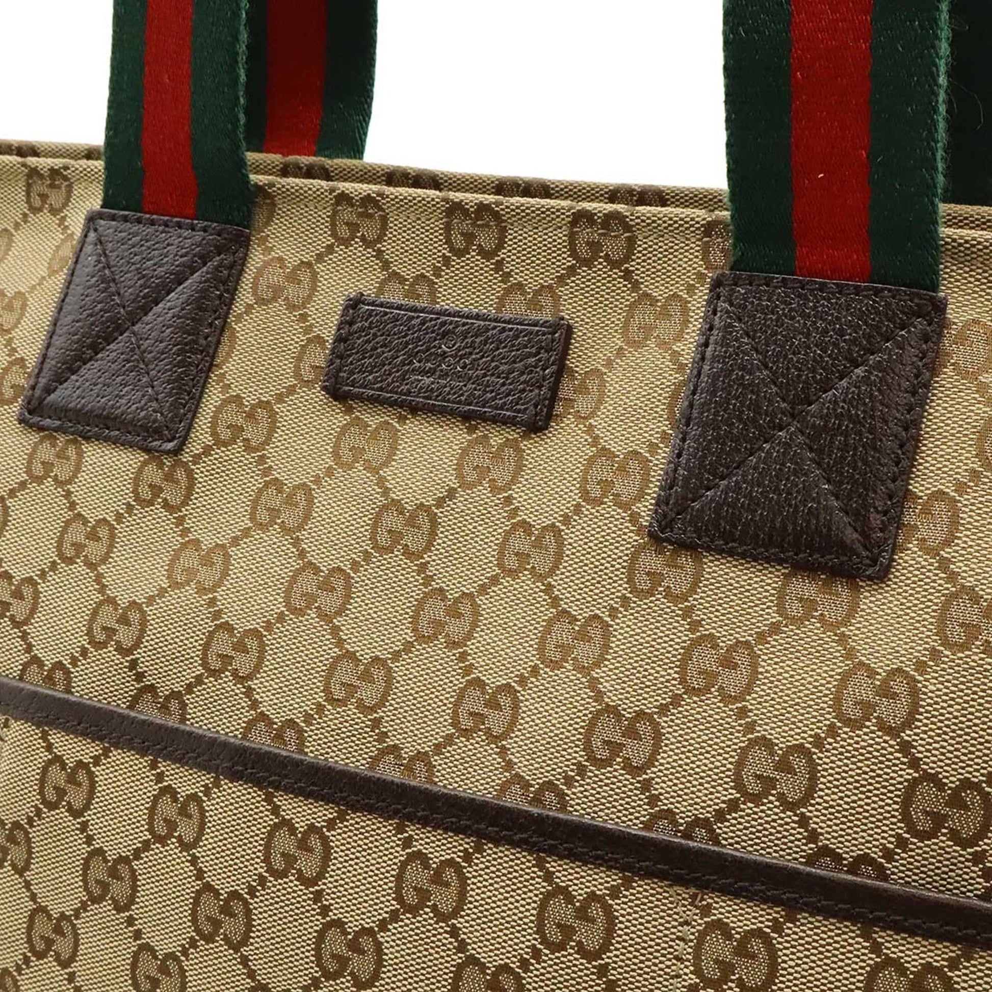 Gucci Beige Green Ivory Khaki Red Color Gg Canvas Leather Shoulder Bag Tote Bag