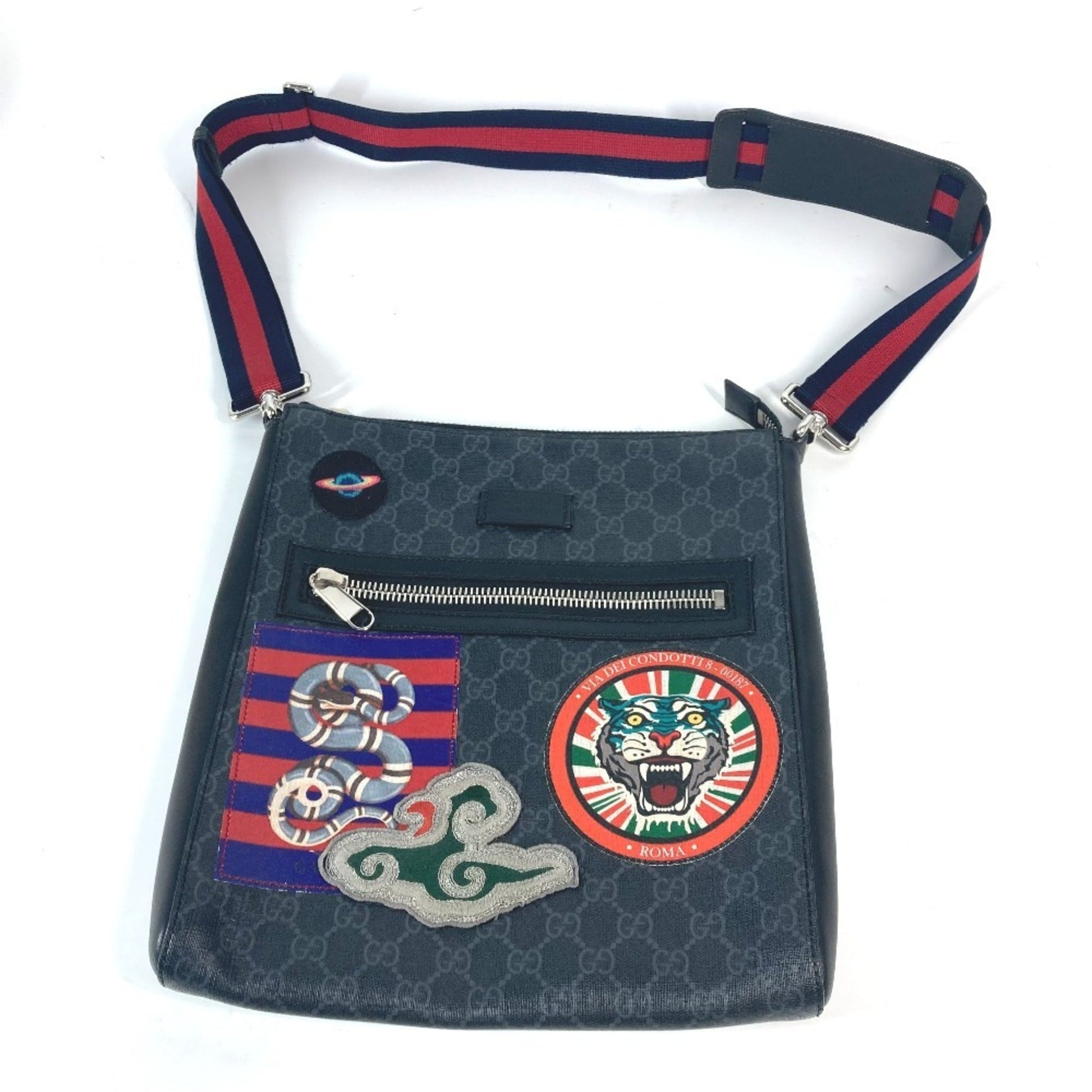 Gucci Black Multi-Color Gg Supreme Messenger Bag Shoulder Bag