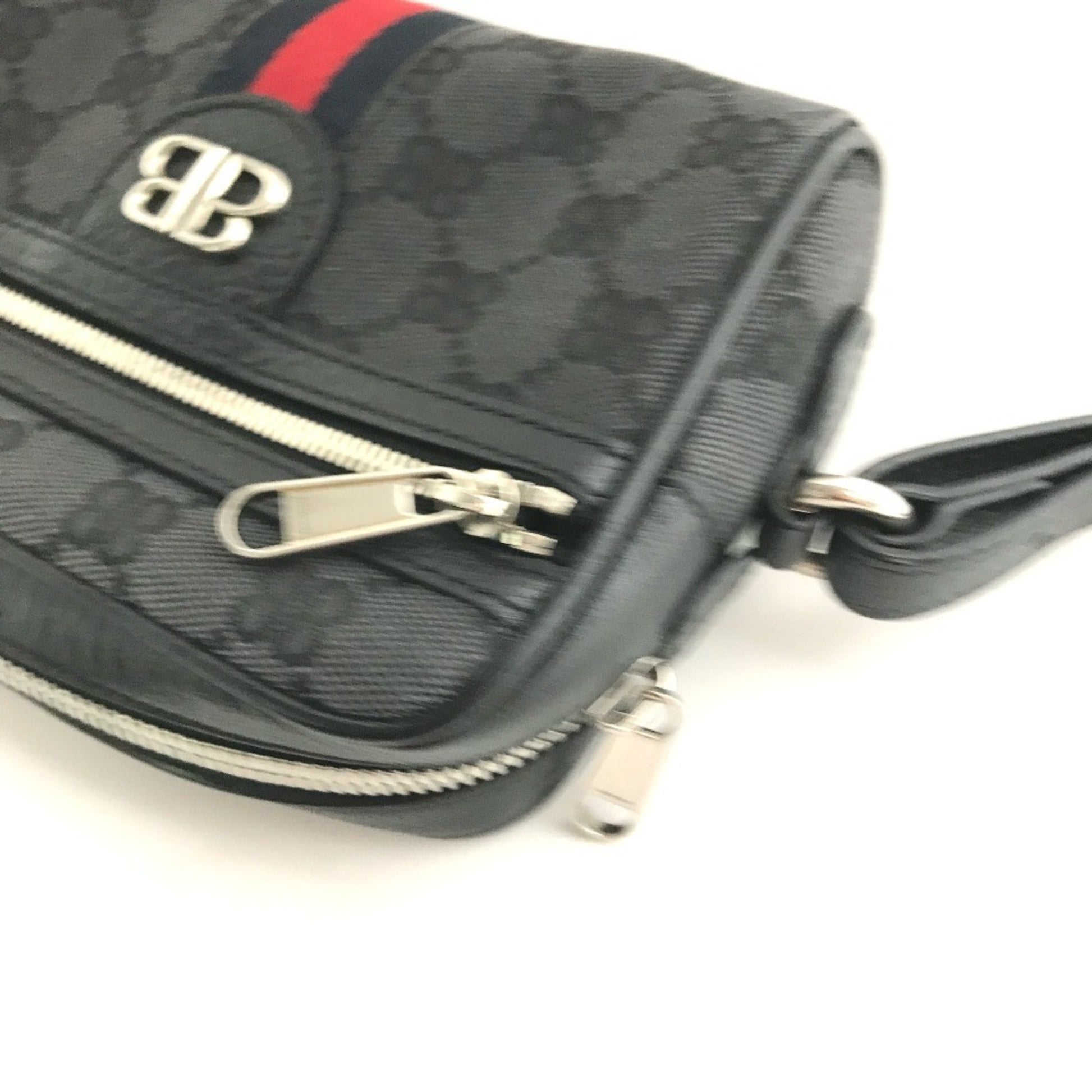 Gucci Black Canvas Leather Pochette Shoulder Bag