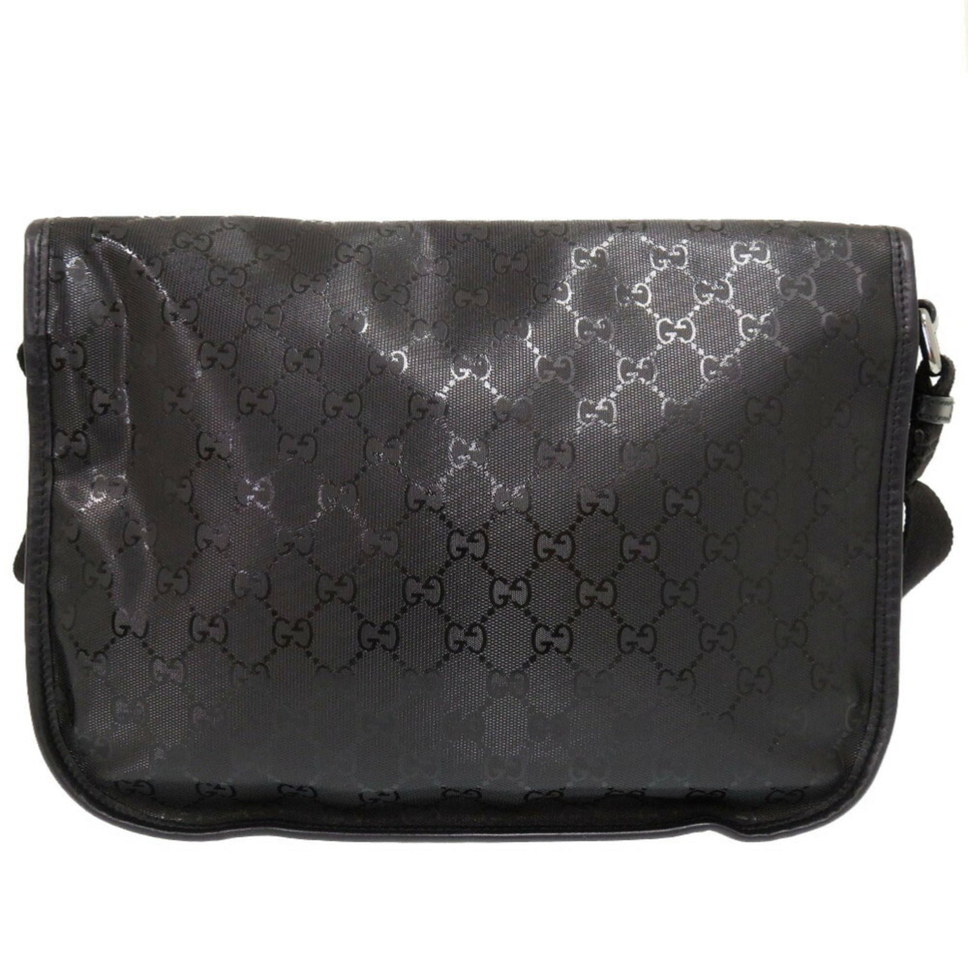 Gucci Black Coated Canvas Pvc Messenger Bag Shoulder Bag