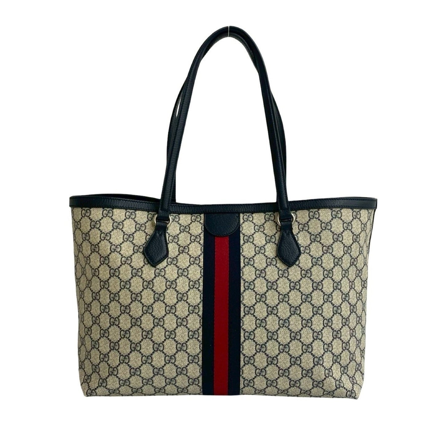 Gucci Navy Red Color Leather Pvc Handbag Shoulder Bag Tote Bag