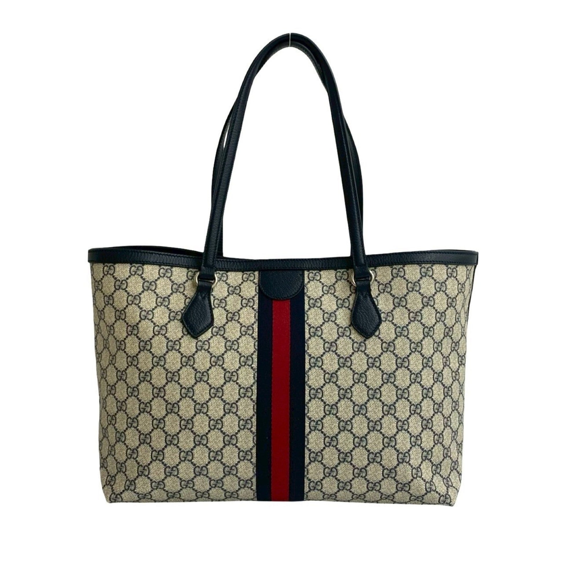 Gucci Navy Red Color Leather Pvc Handbag Shoulder Bag Tote Bag