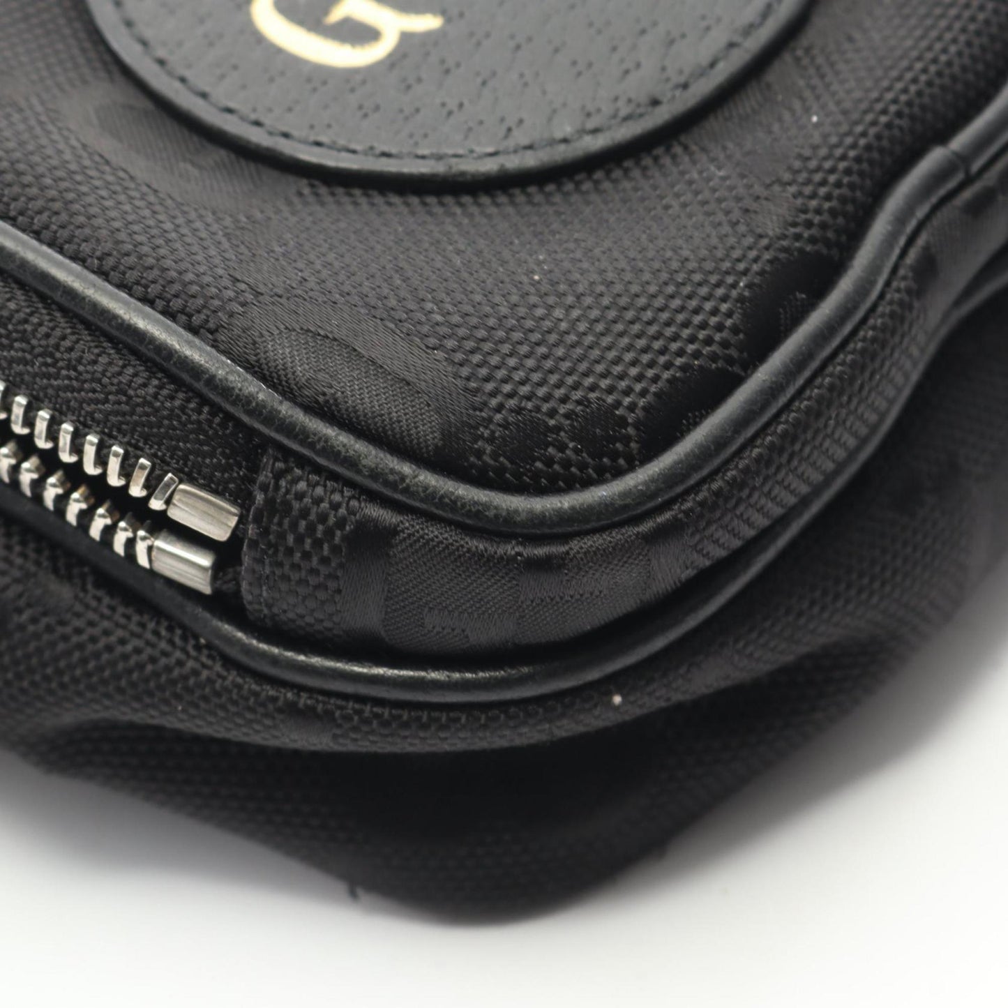 Gucci Black Leather Nylon Canvas Shoulder Bag