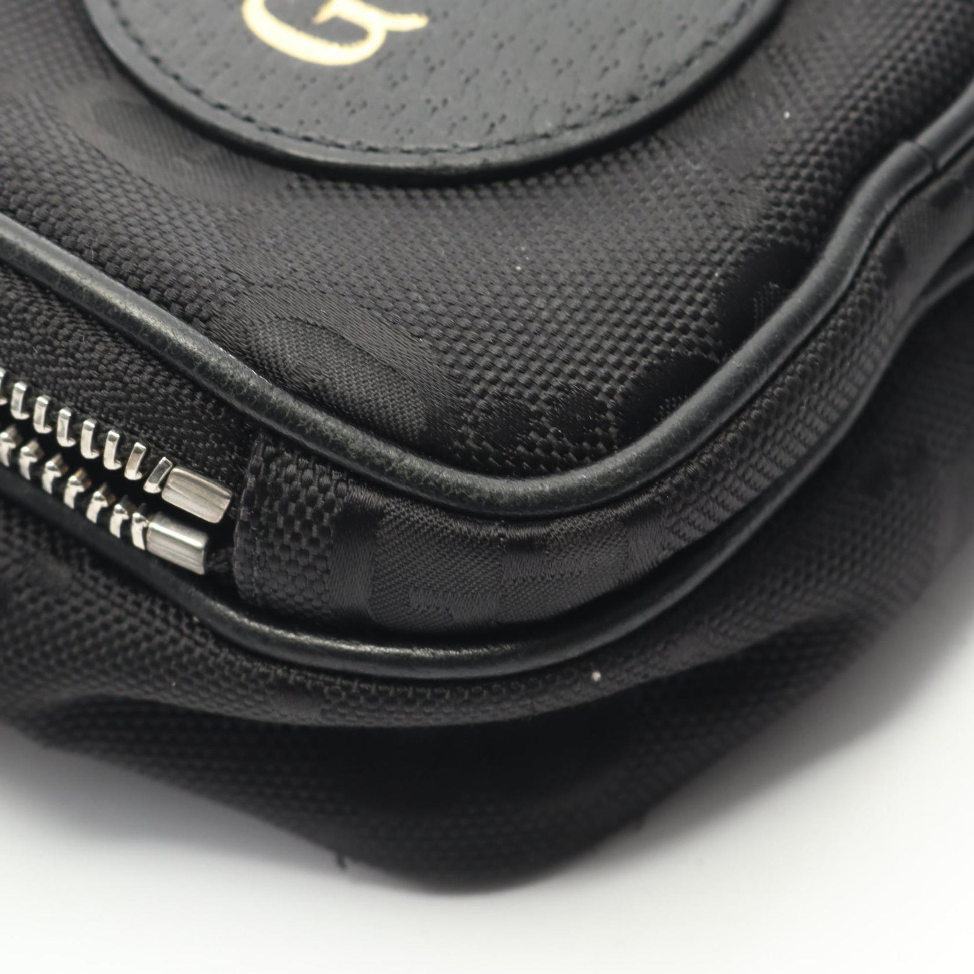 Gucci Black Leather Nylon Canvas Shoulder Bag