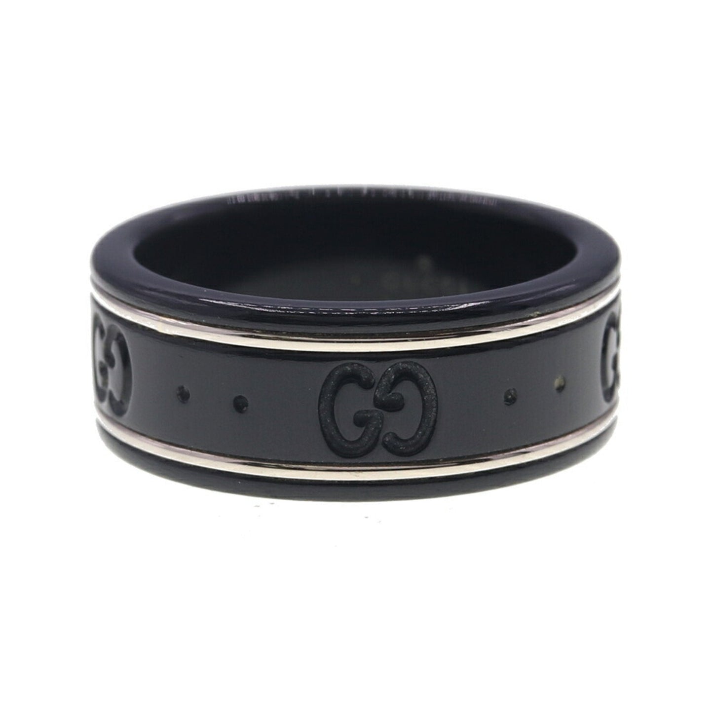 Gucci Silver Black White Gold (18K) Band Ring