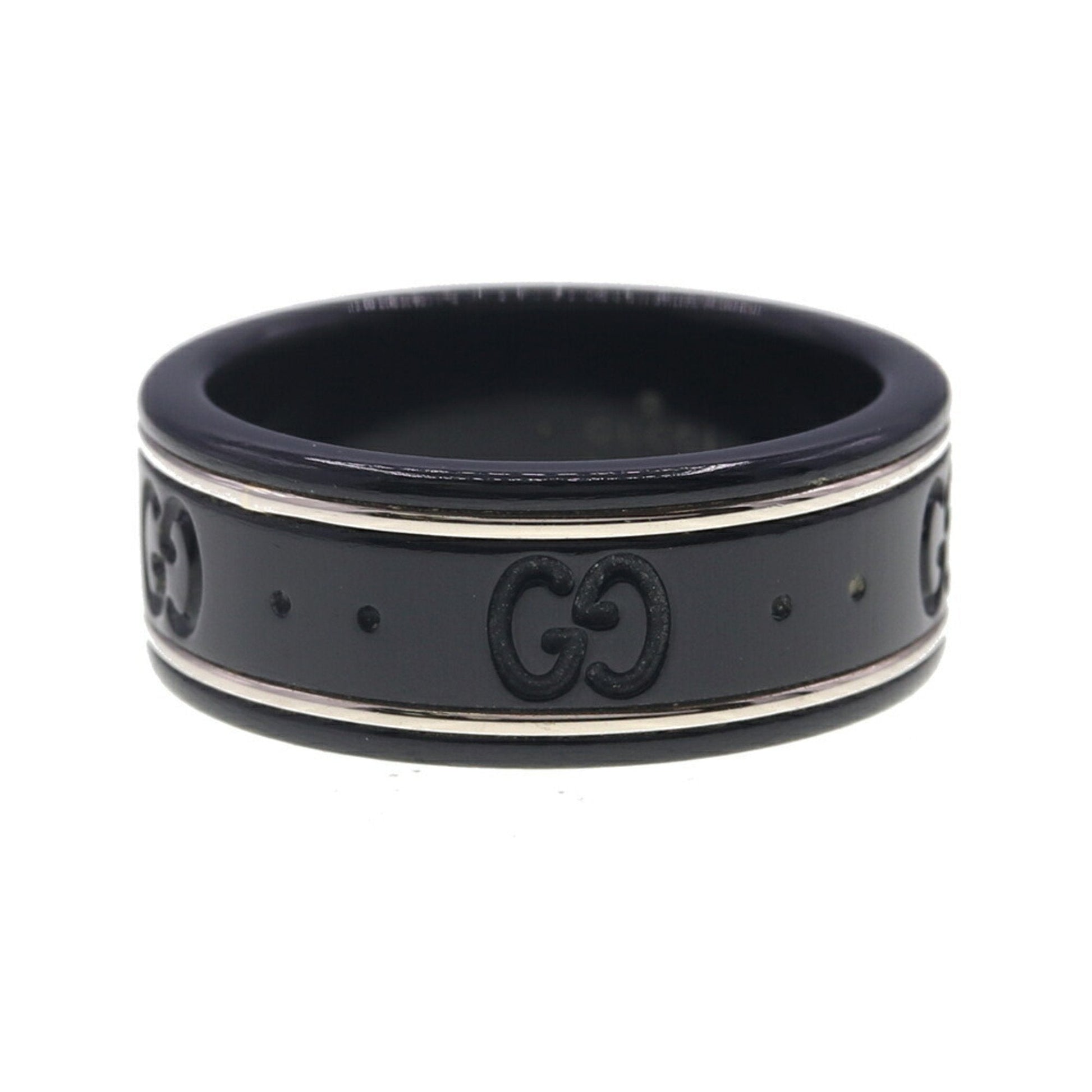 Gucci Silver Black White Gold (18K) Band Ring