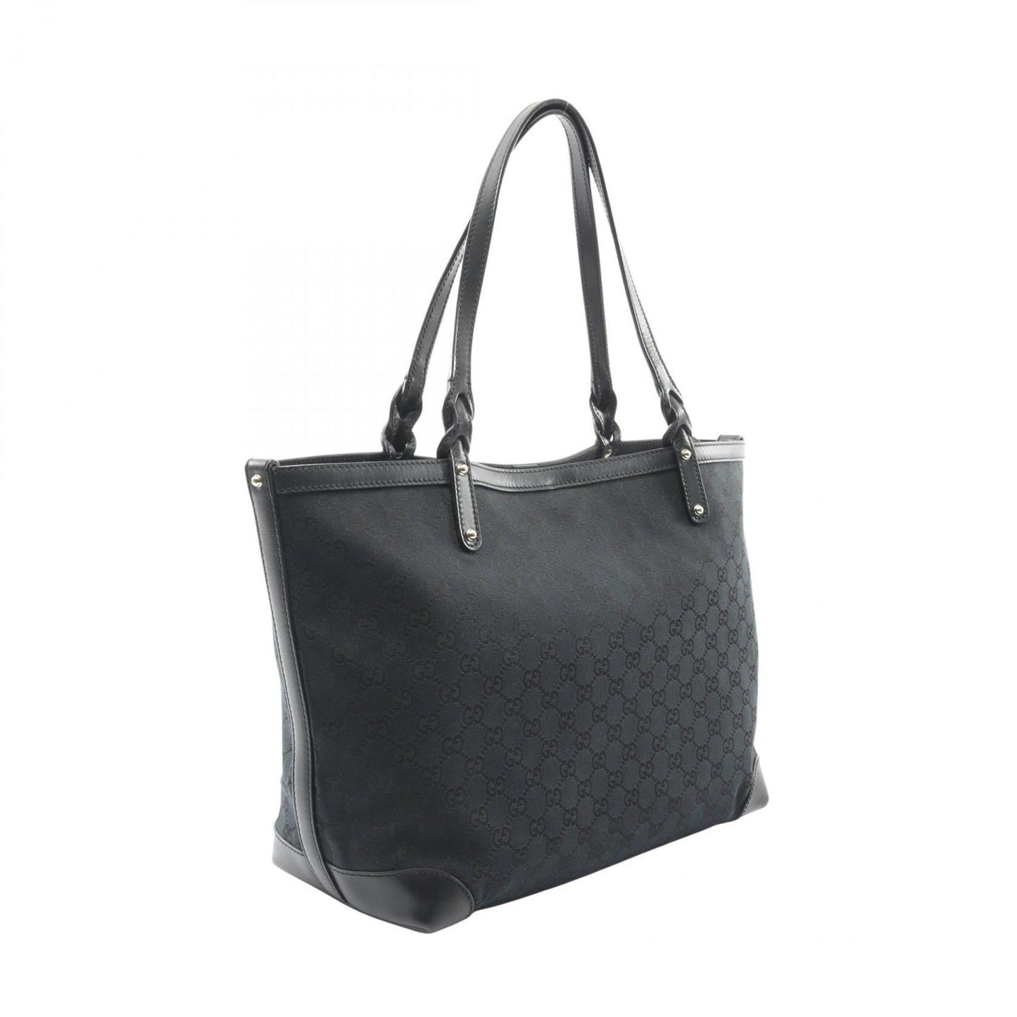 Gucci Black Canvas Leather Tote Bag