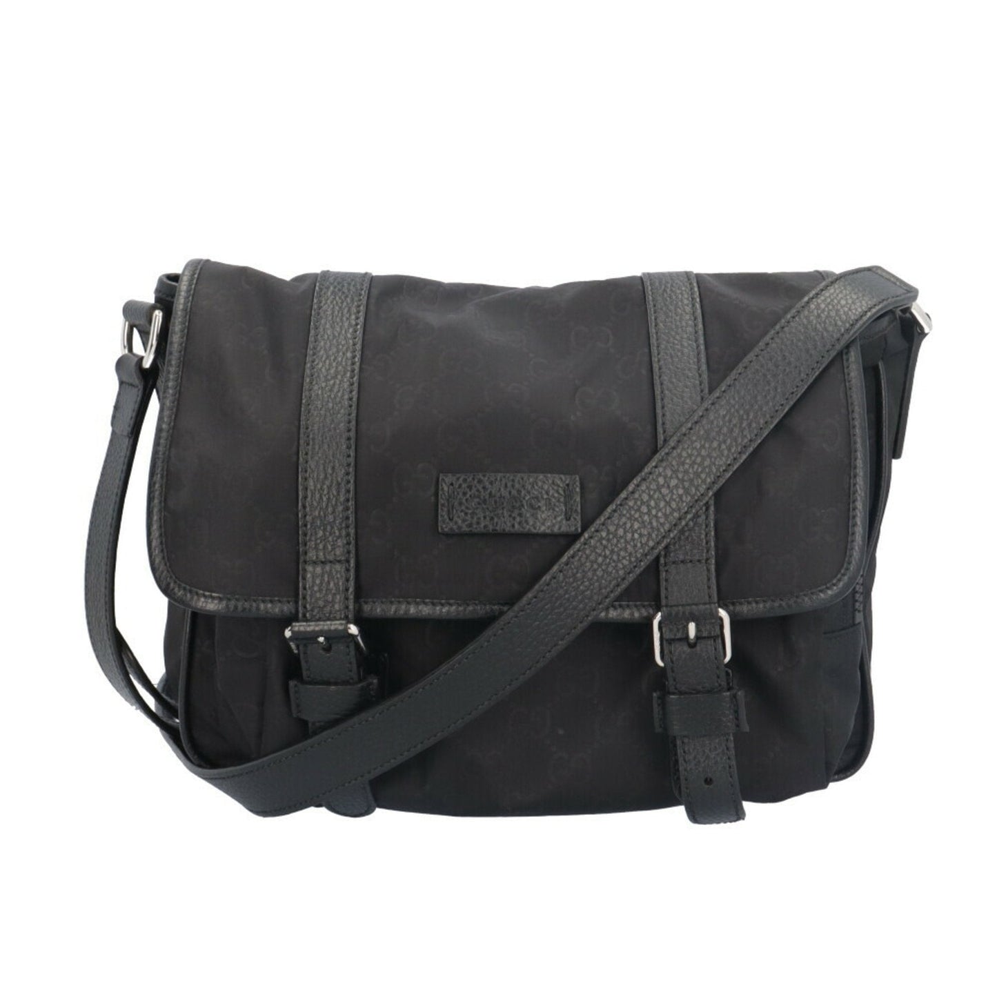 Gucci Black Nylon Leather Messenger Bag Shoulder Bag